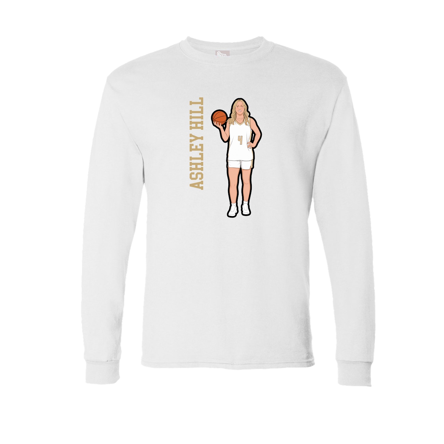 Long Sleeve Tee — Name Vertical in White
