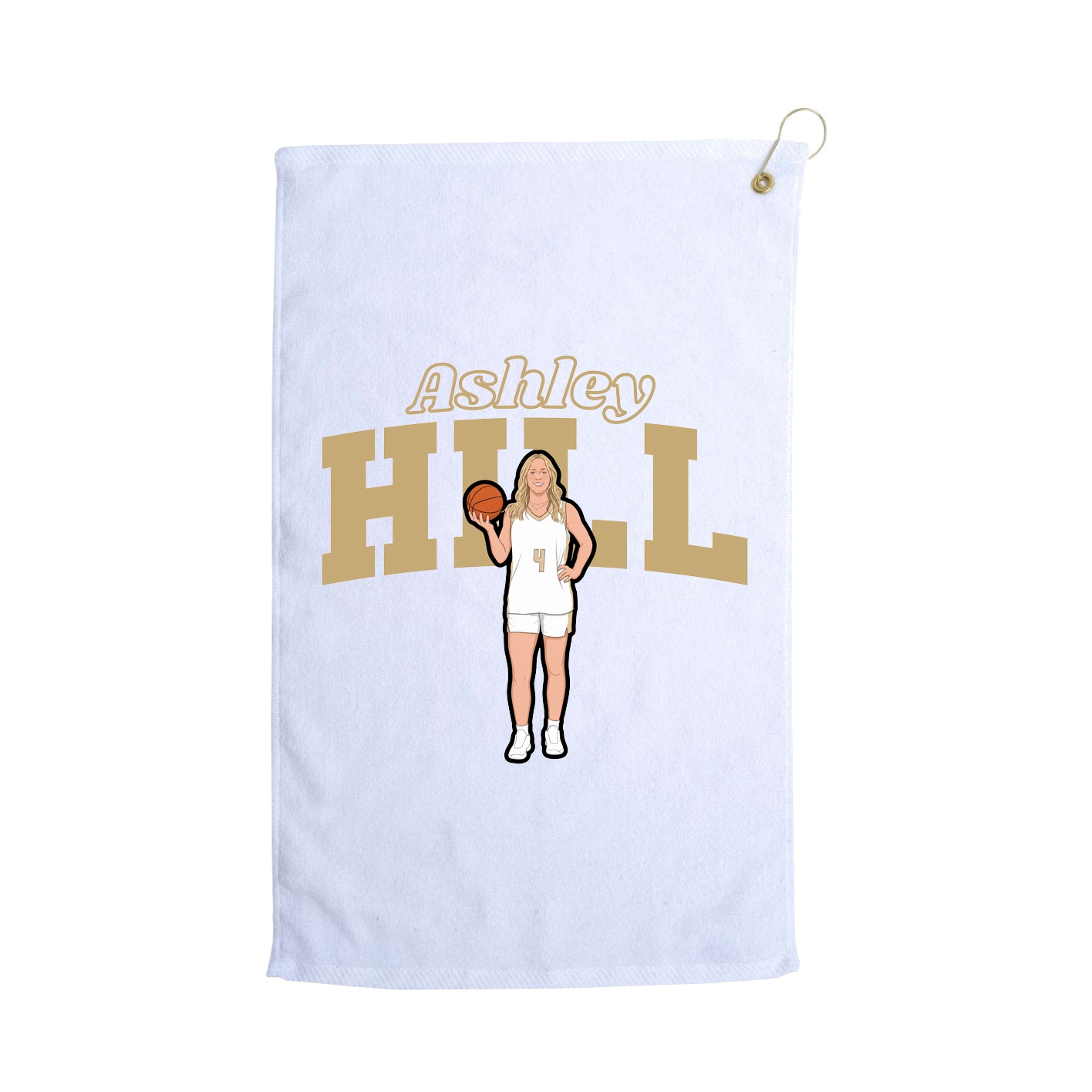 Golf Towel — Name Arch in White