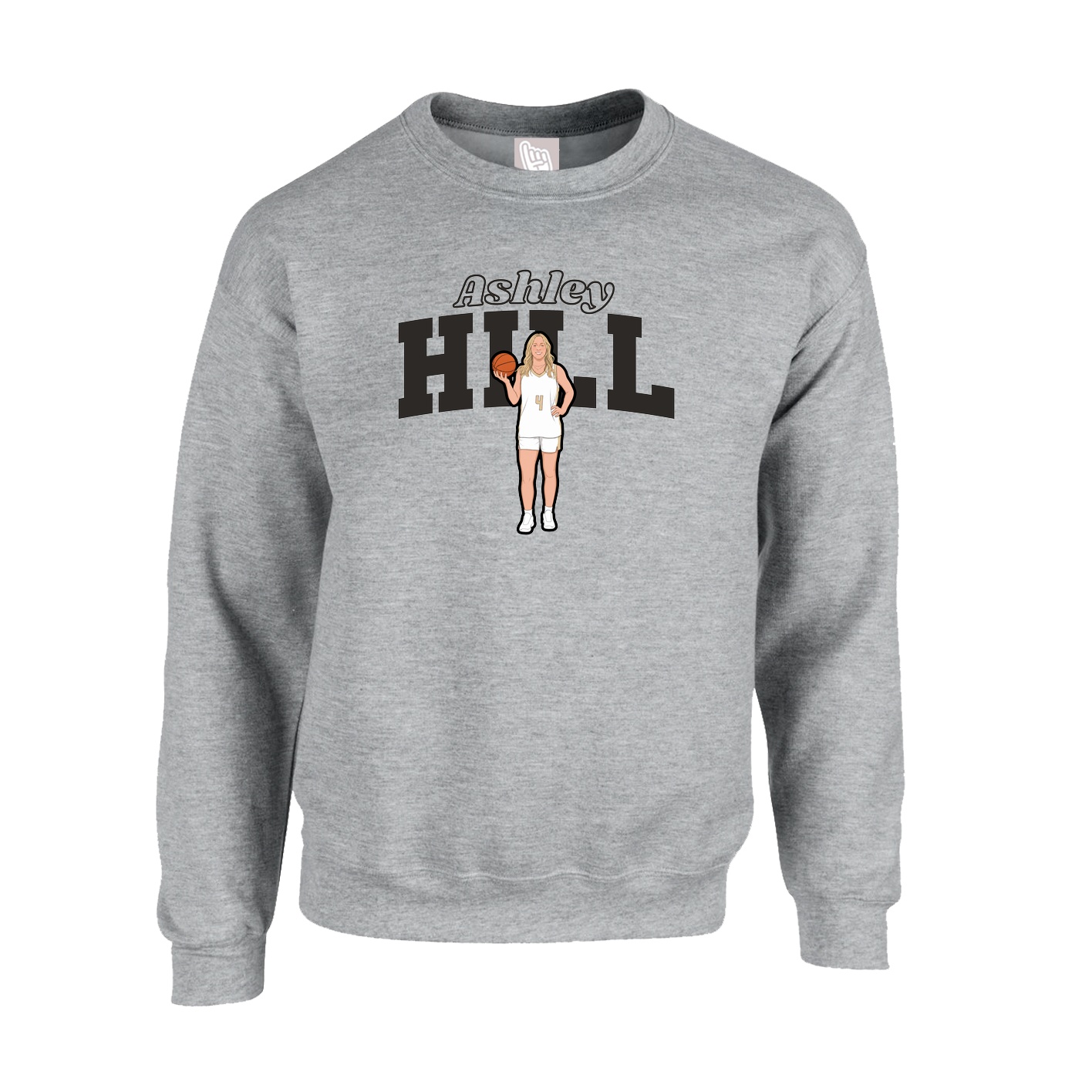 Fleece Crew — Name Arch in Grey