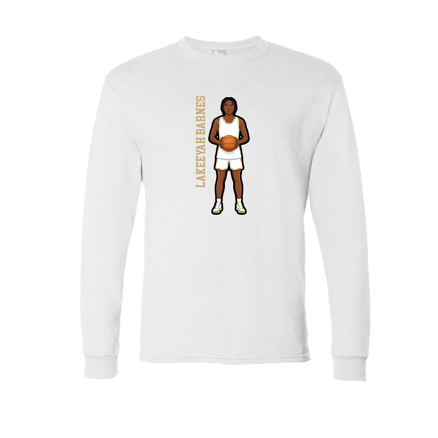 Long Sleeve Tee — Name Vertical in White