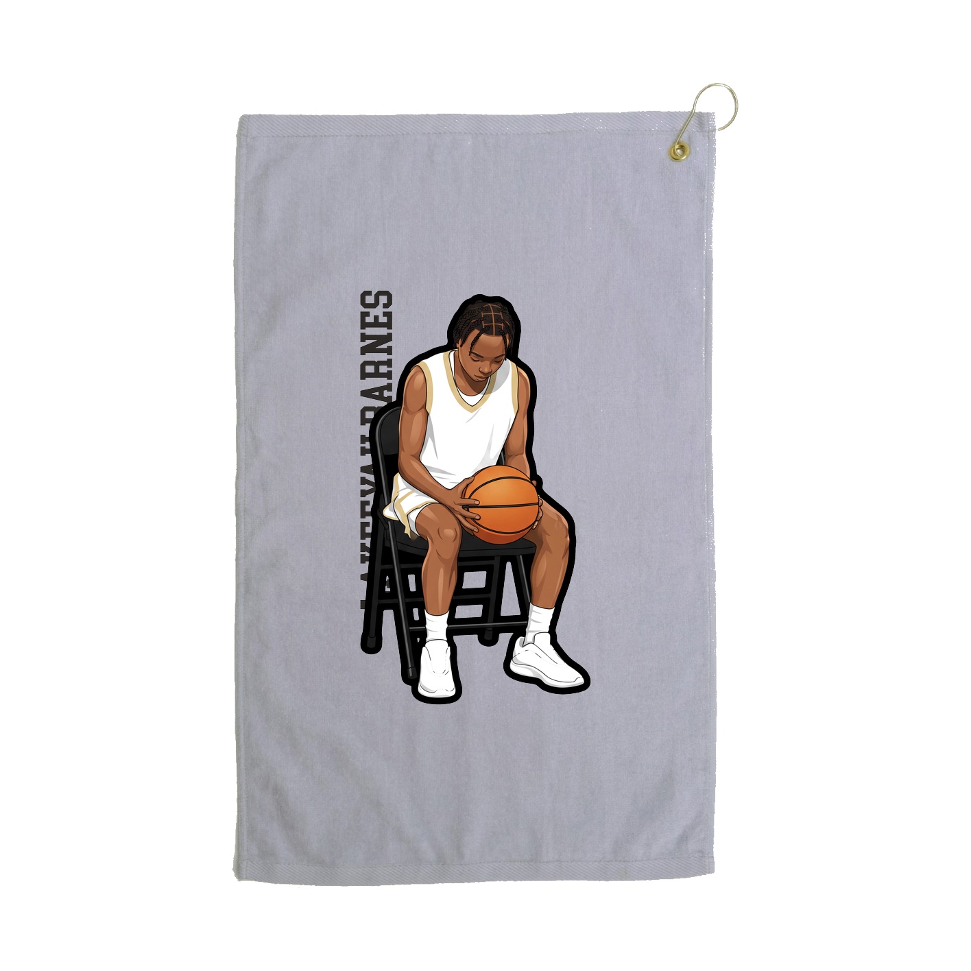 Golf Towel — Name Vertical in Grey