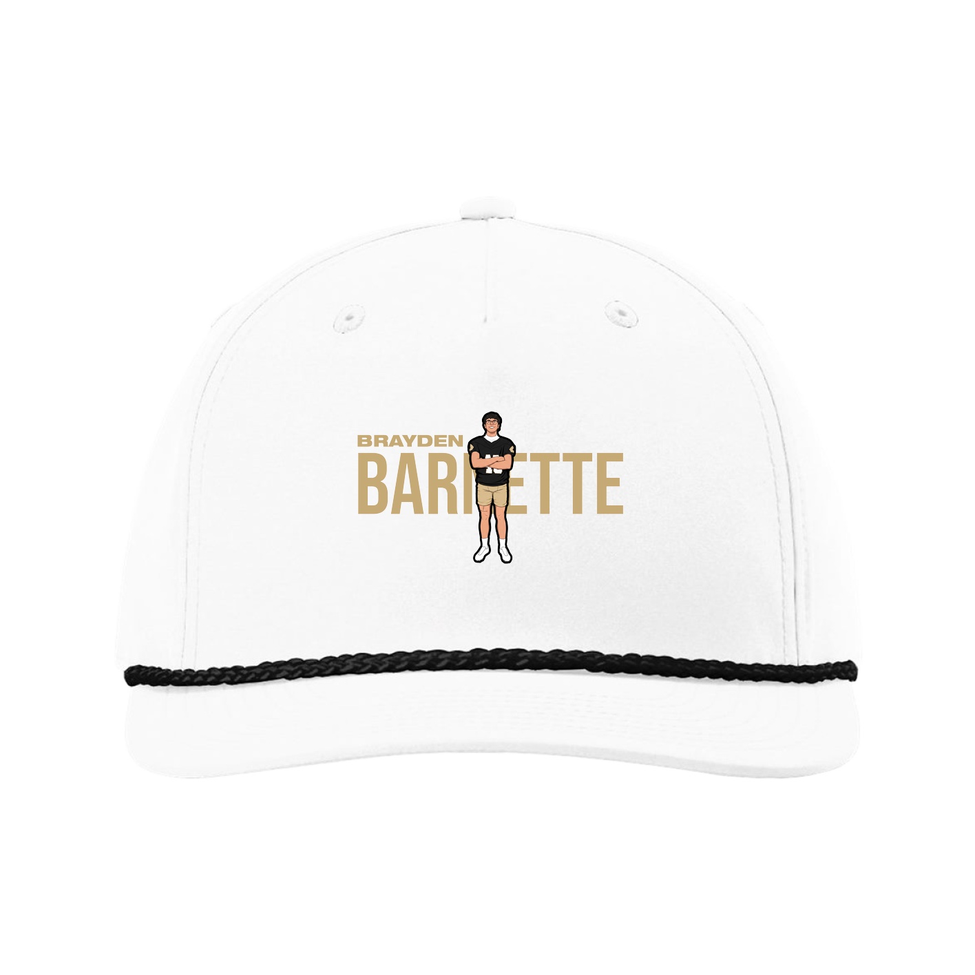 Five-Panel Classic Rope Cap — Player Name in White