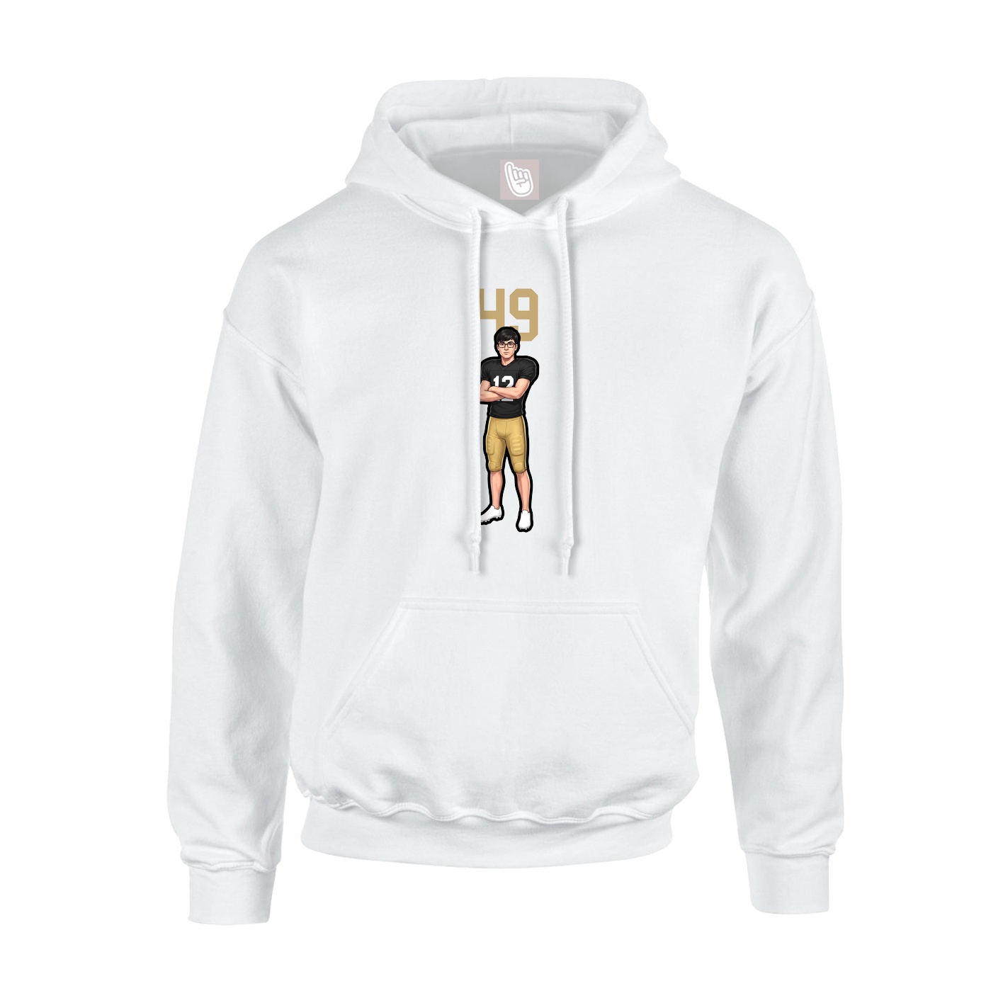 Youth Hoodie — Number Top in White