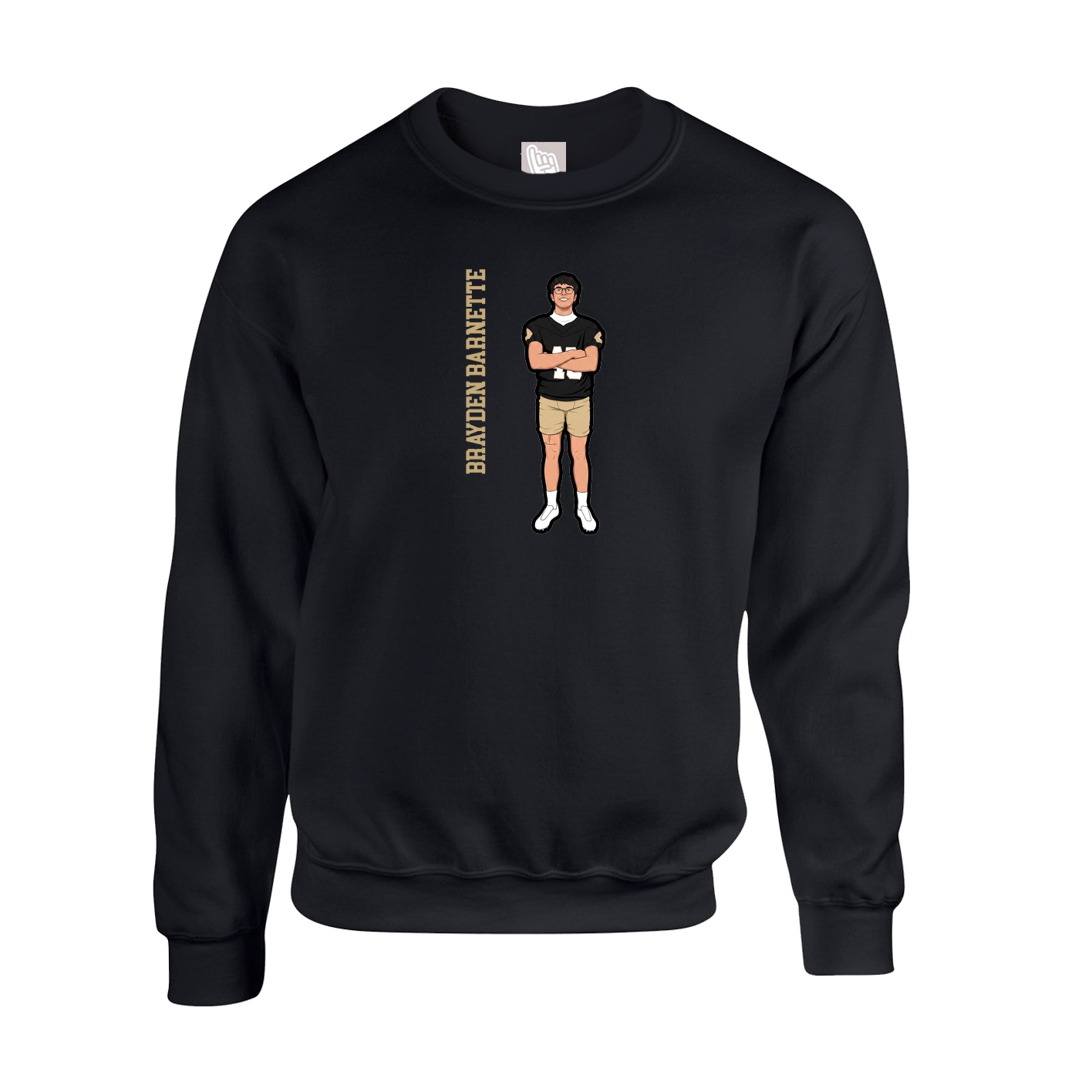 Fleece Crew — Name Vertical in Black