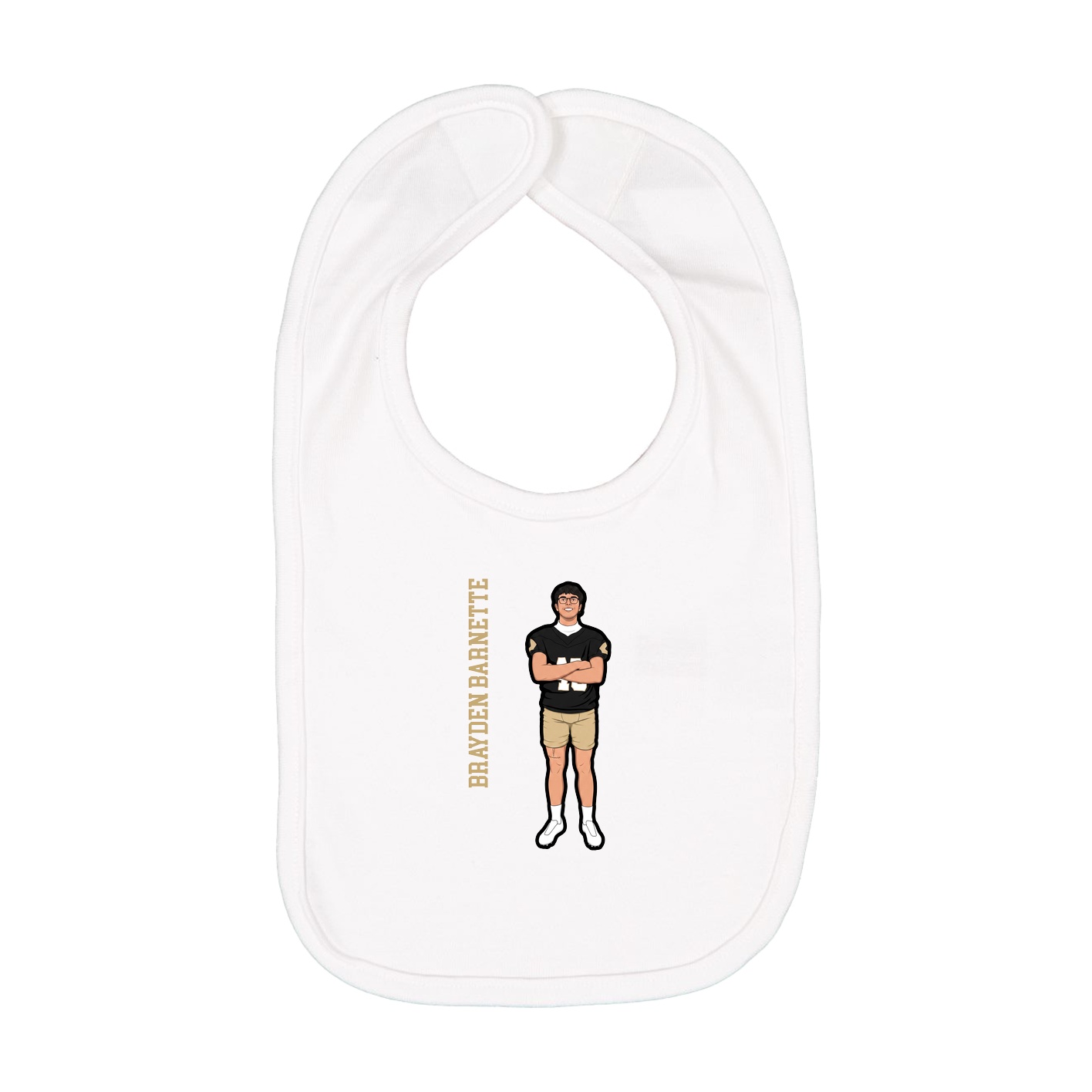 Infant Bib — Name Vertical in White