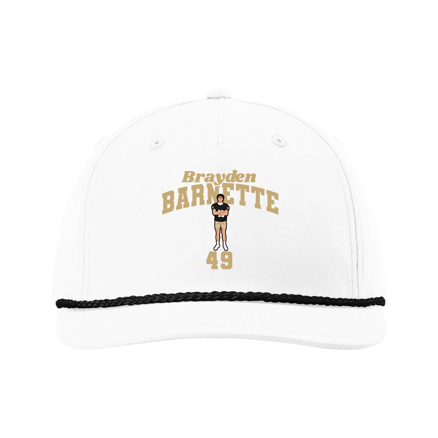 Five-Panel Classic Rope Cap — Signature Arch in White