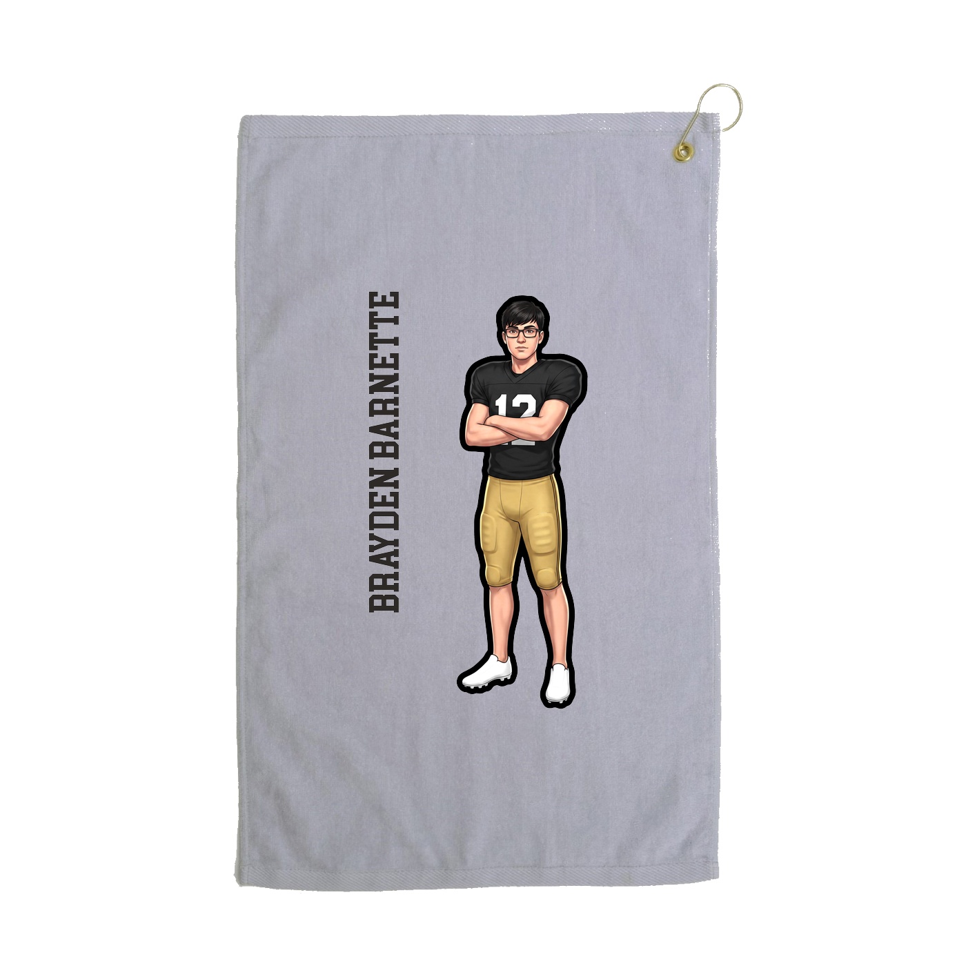 Golf Towel — Name Vertical in Grey