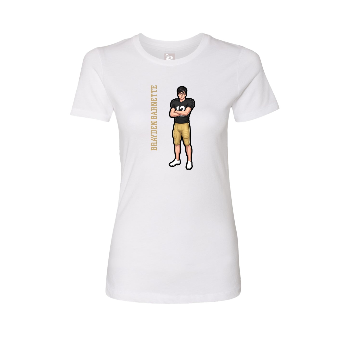 Fitted Women's Tee — Name Vertical in White