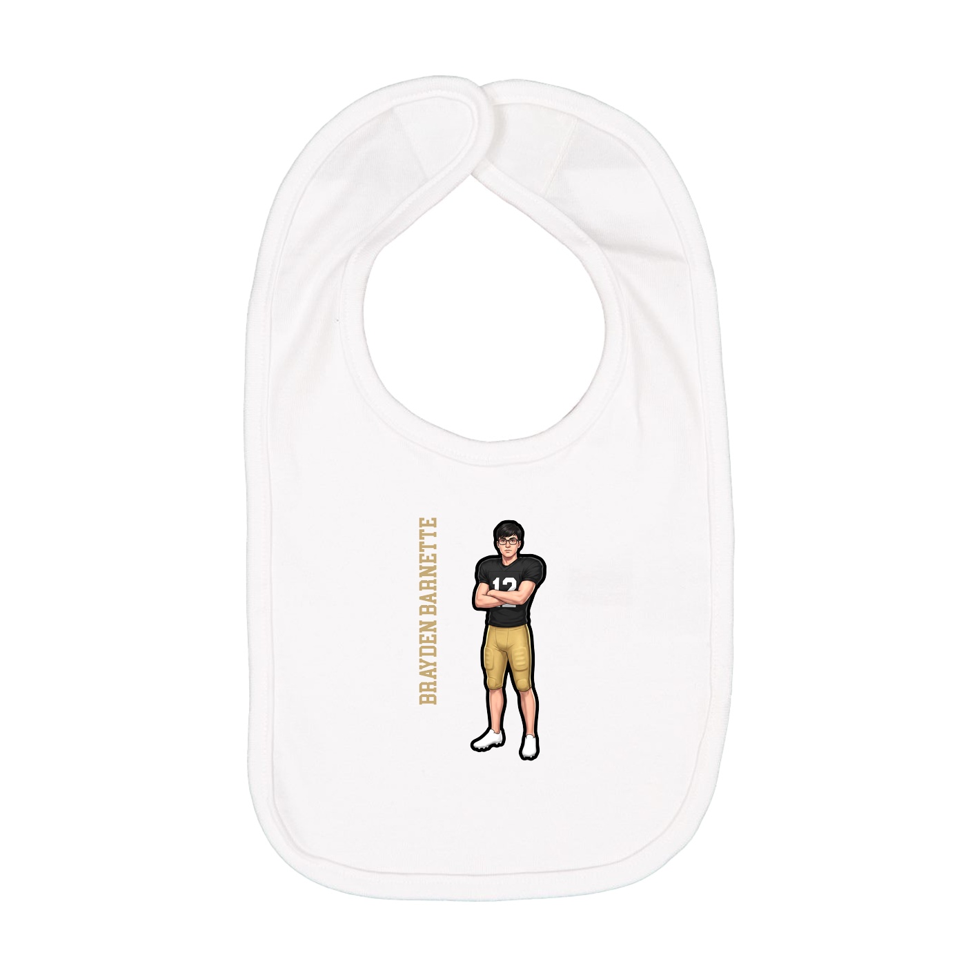 Infant Bib — Name Vertical in White