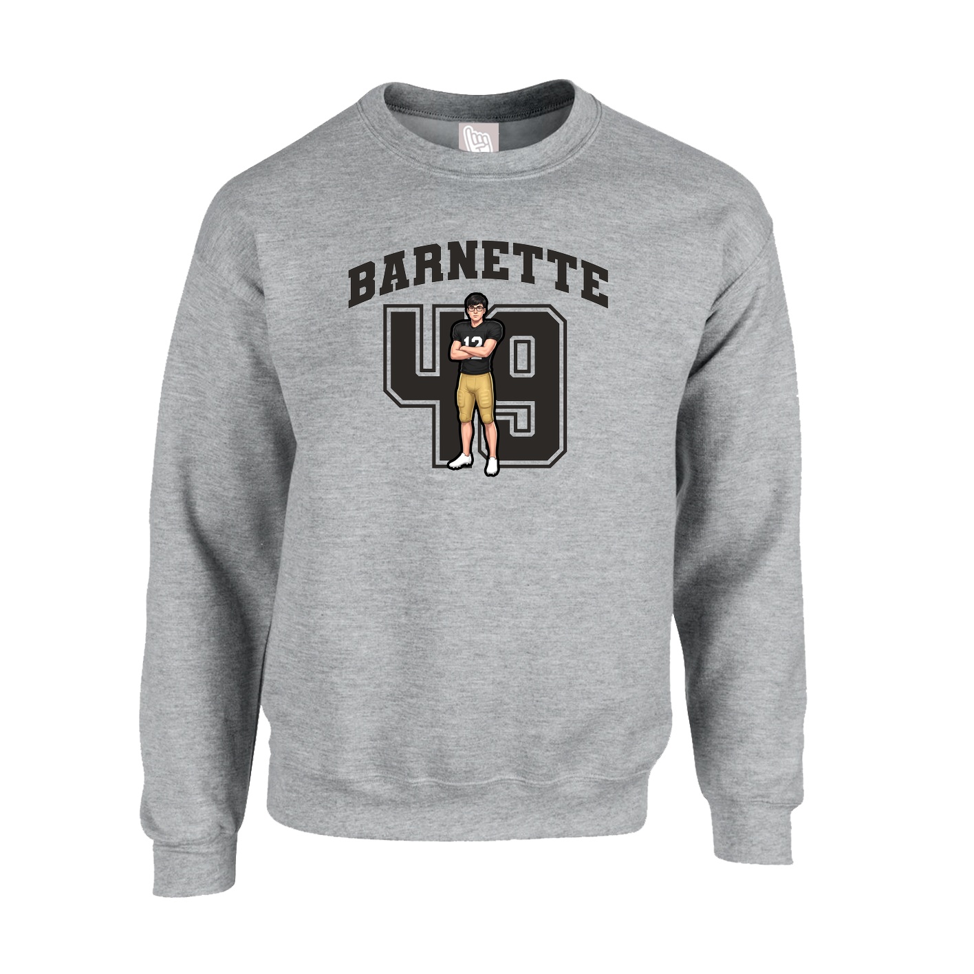 Fleece Crew — Number in Grey