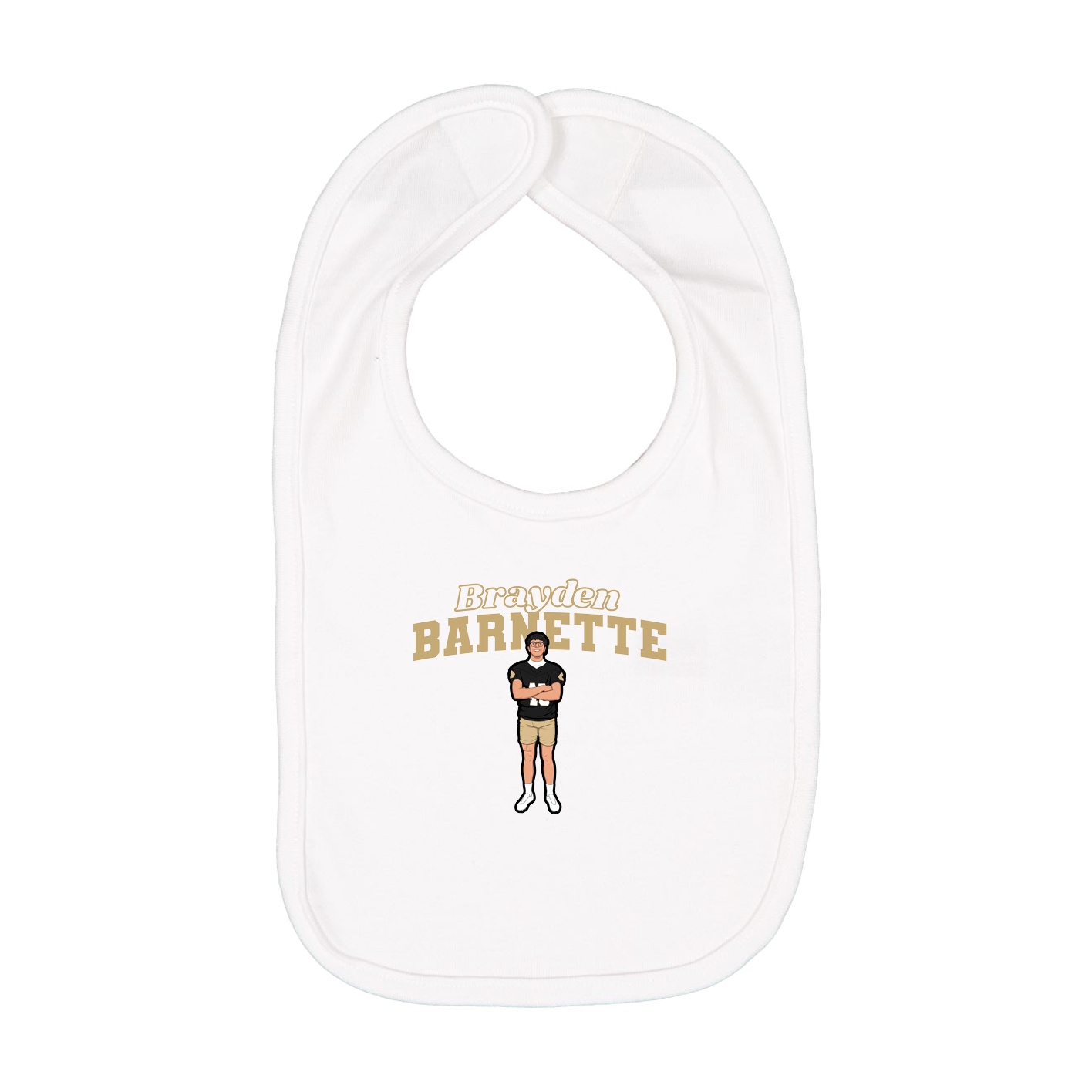 Infant Bib — Name Arch in White