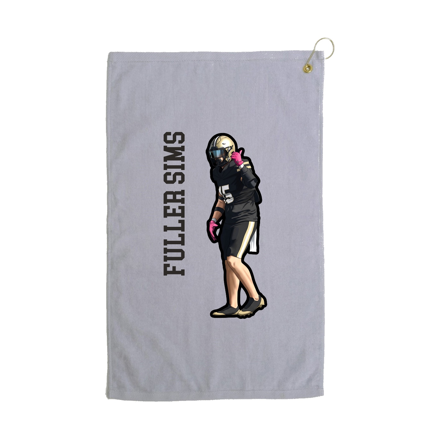 Golf Towel — Name Vertical in Grey