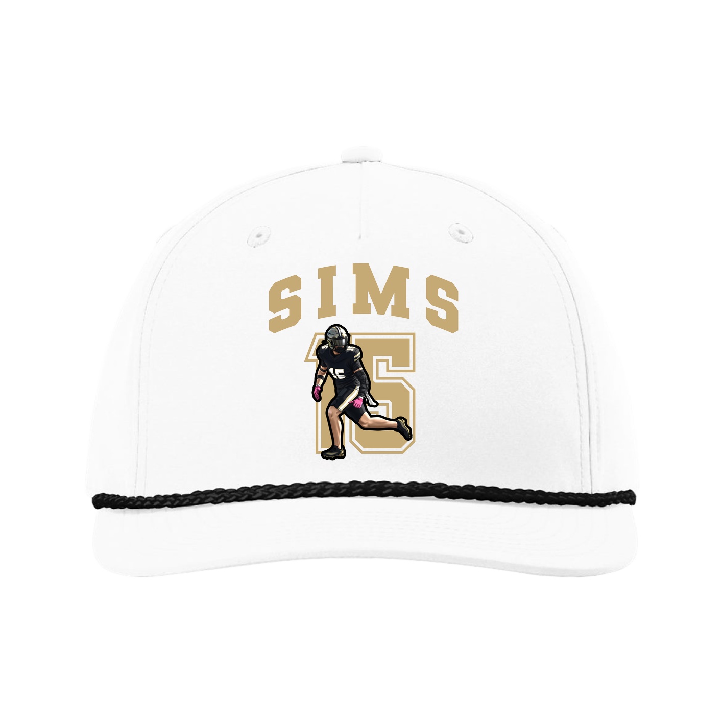 Five-Panel Classic Rope Cap — Number in White