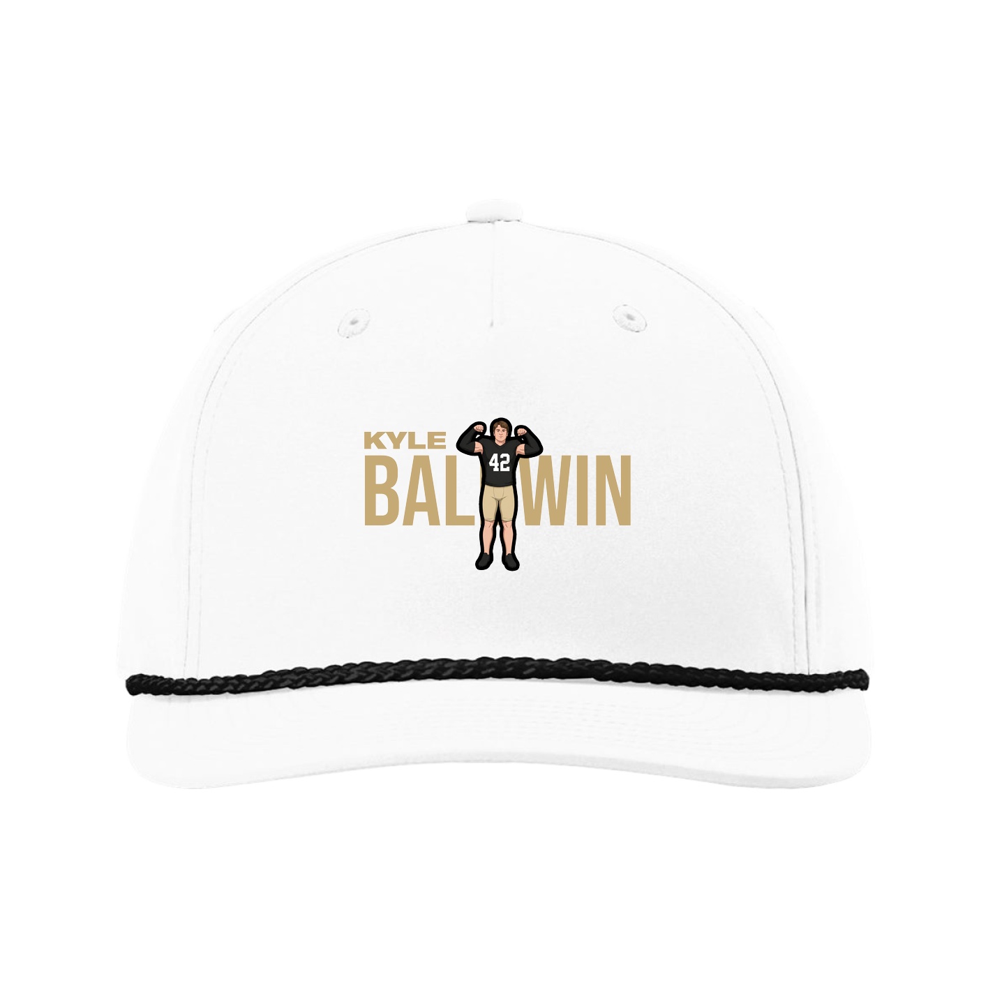 Five-Panel Classic Rope Cap — Player Name in White