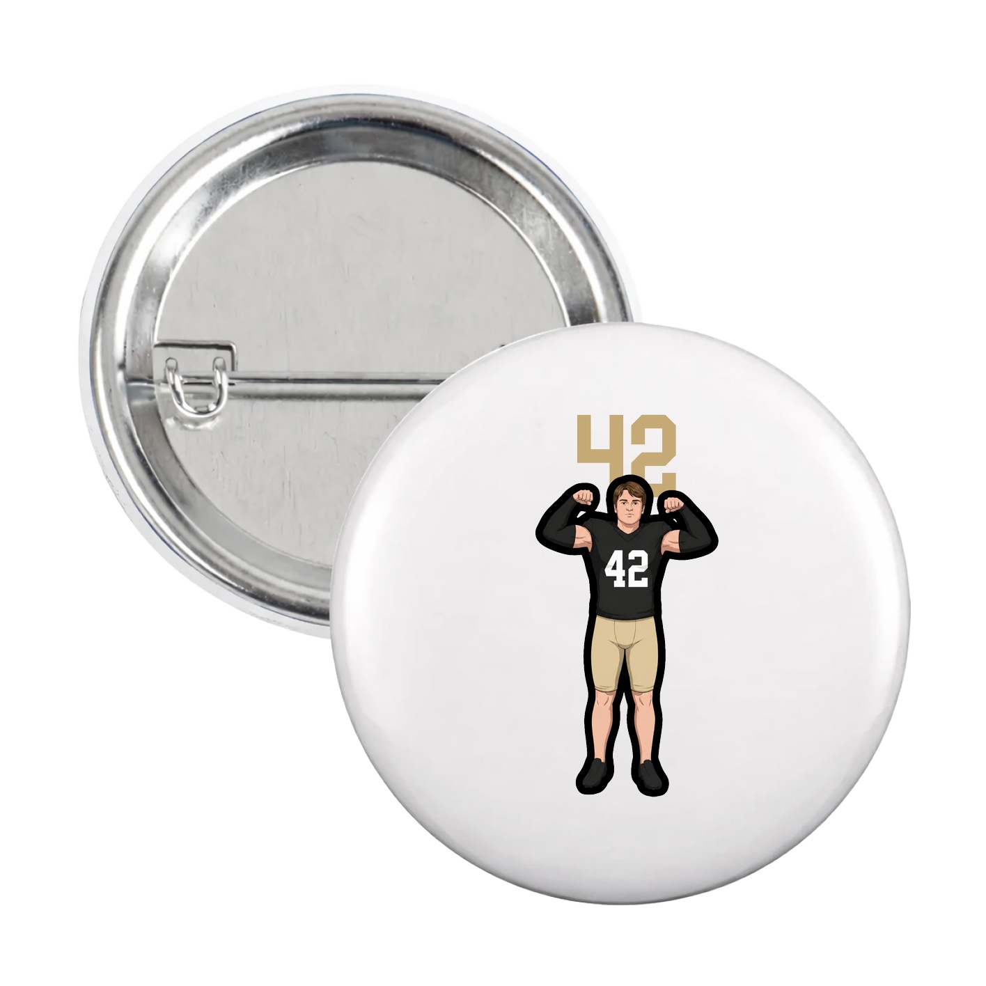 Game Day Button — Number Top in White