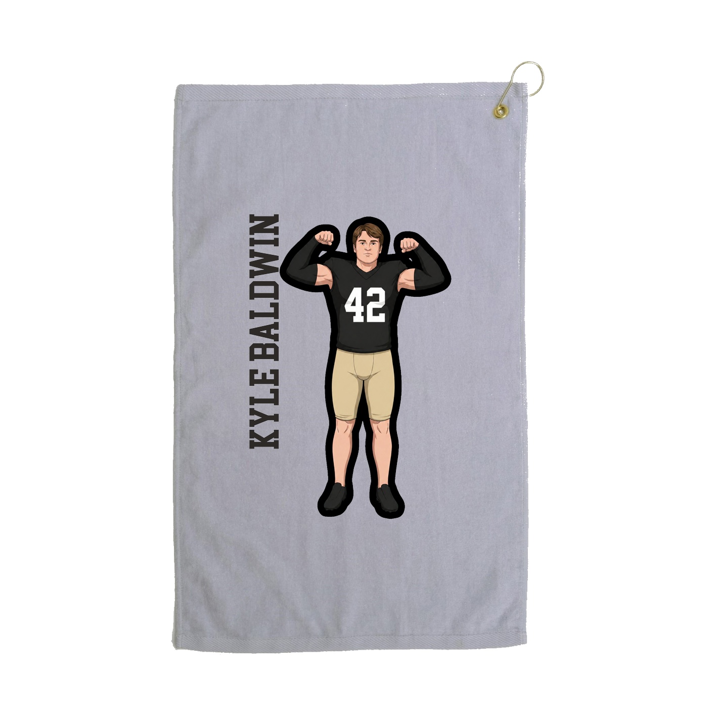 Golf Towel — Name Vertical in Grey
