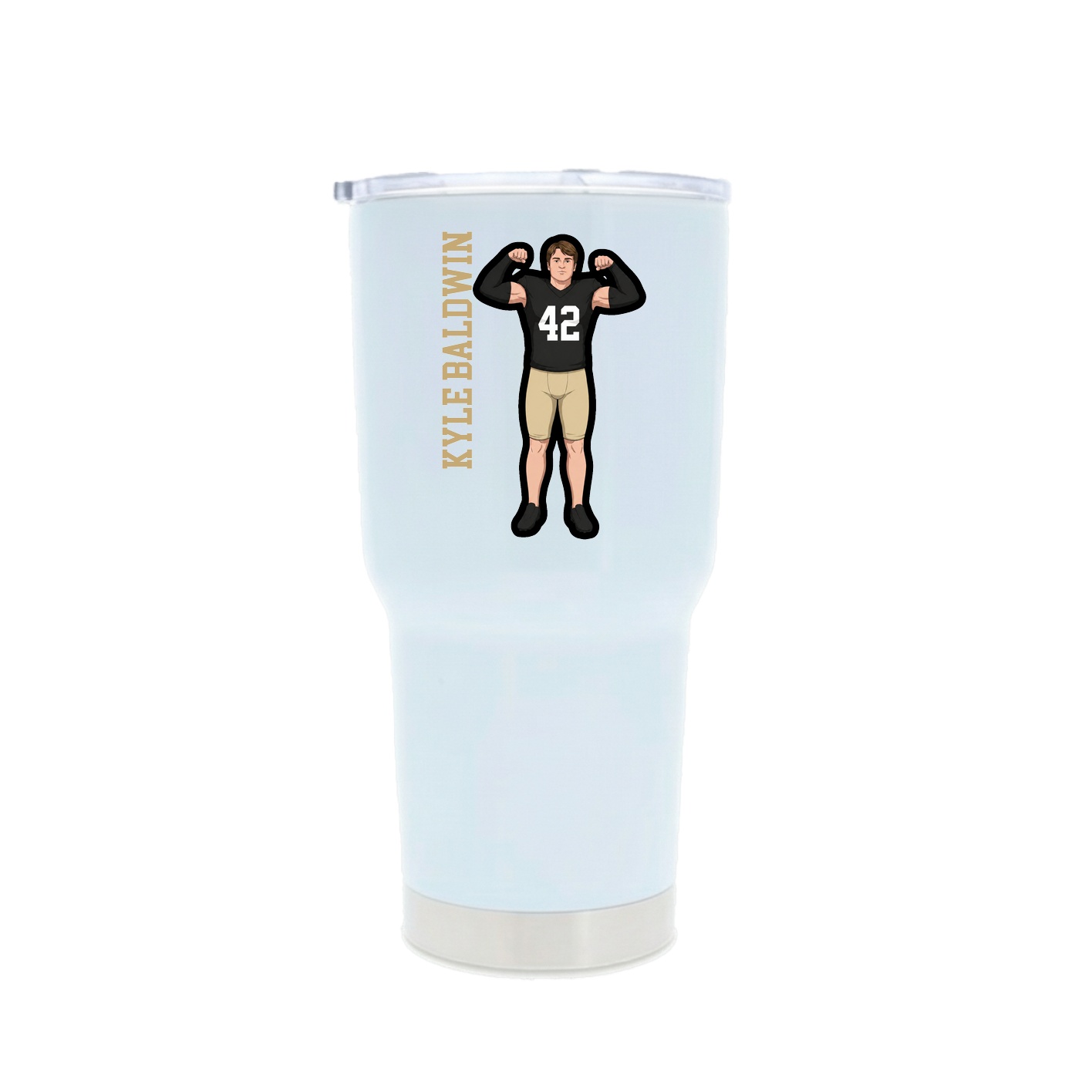 30oz Stainless Steel Tumbler — Name Vertical in White
