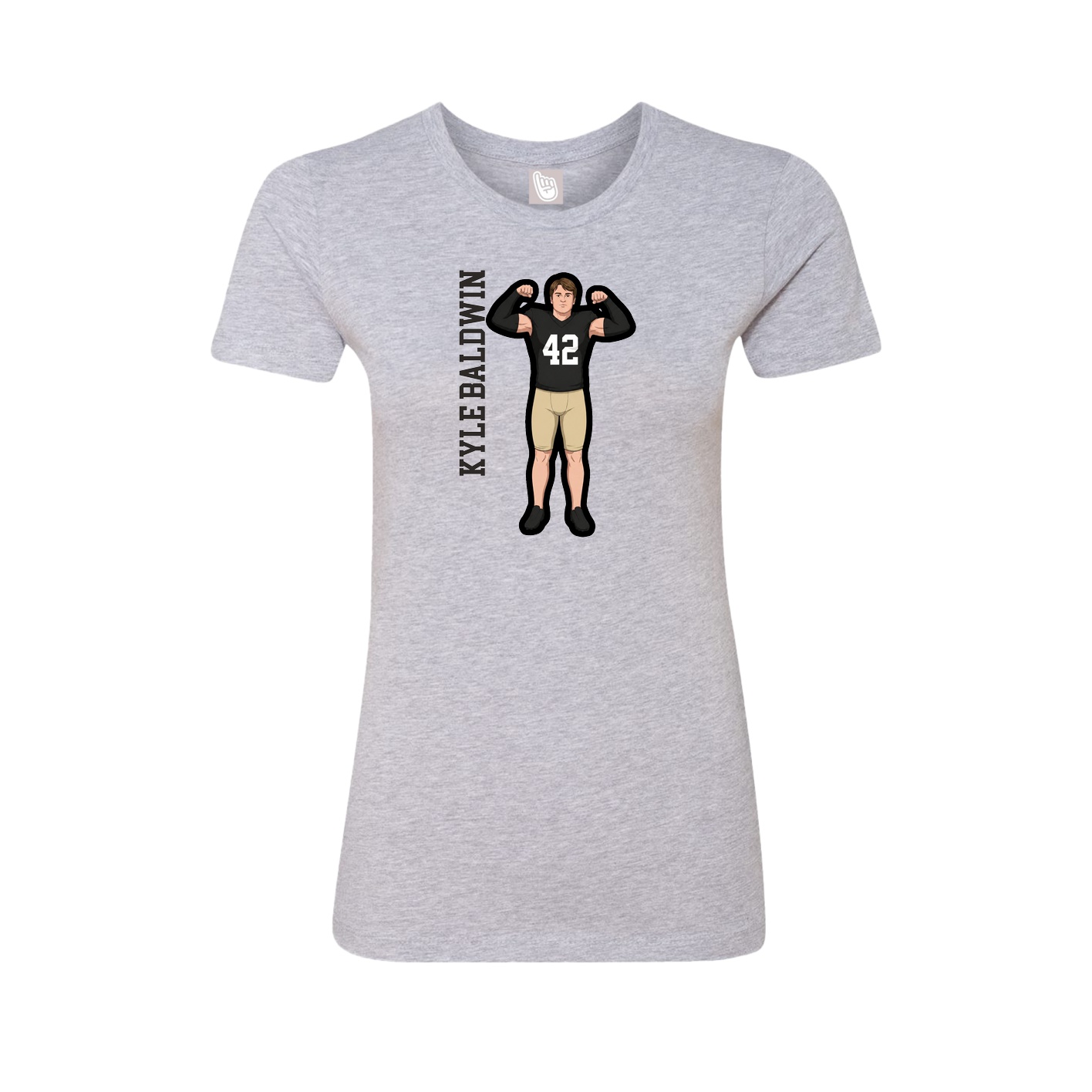 Fitted Women's Tee — Name Vertical in Grey