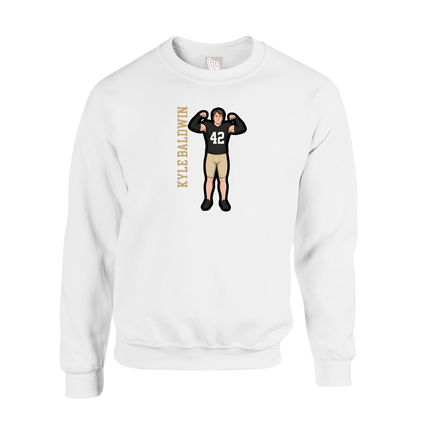 Fleece Crew — Name Vertical in White