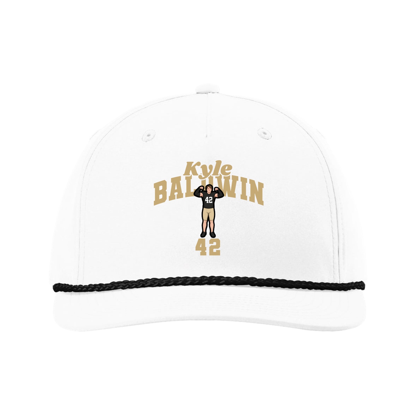 Five-Panel Classic Rope Cap — Signature Arch in White