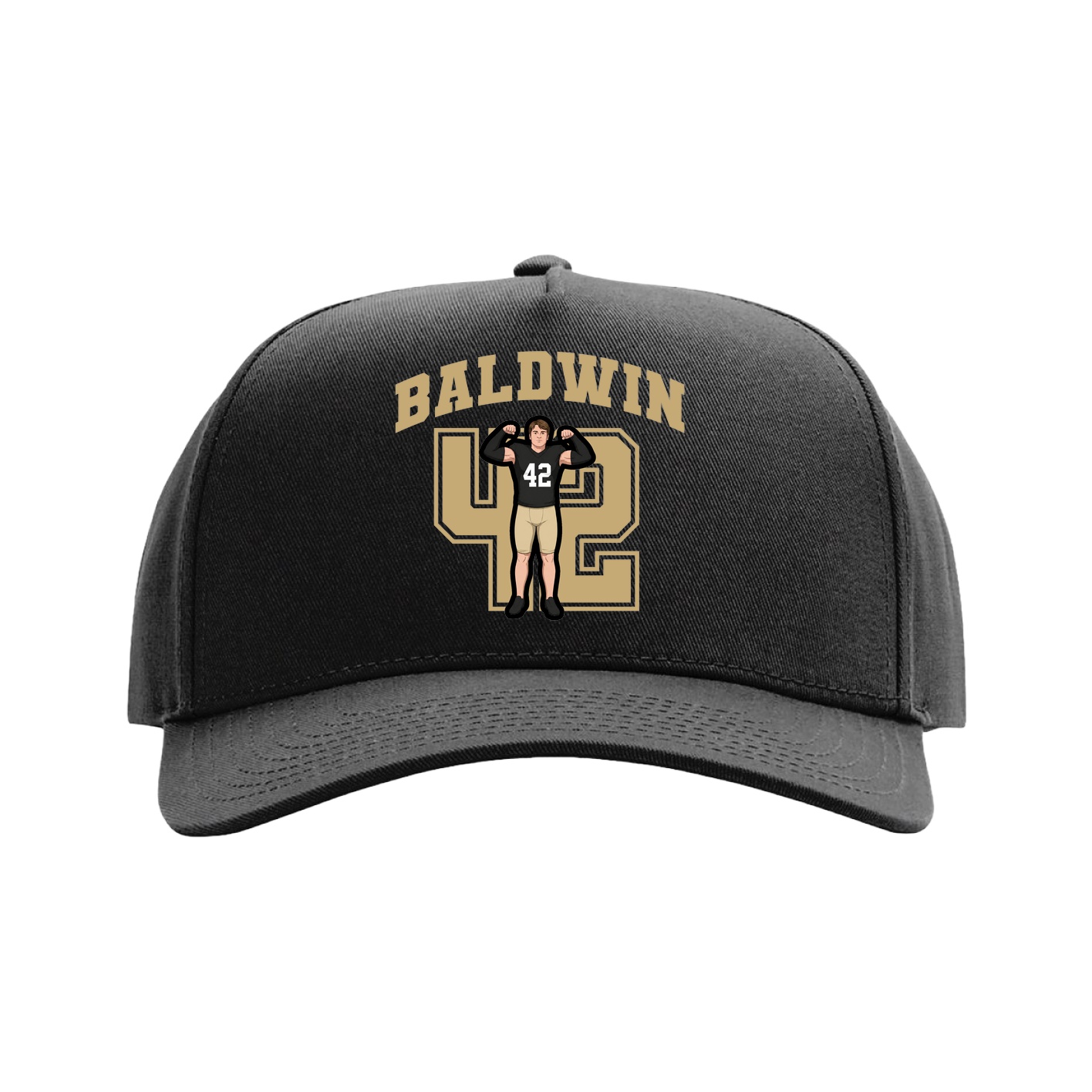 Full Fabric Five-Panel Champ Cap — Number in Black