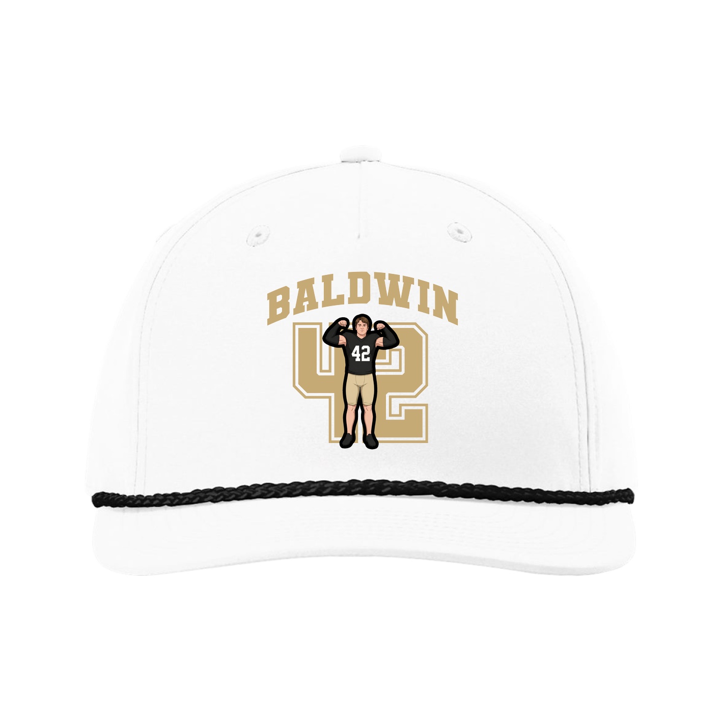 Five-Panel Classic Rope Cap — Number in White
