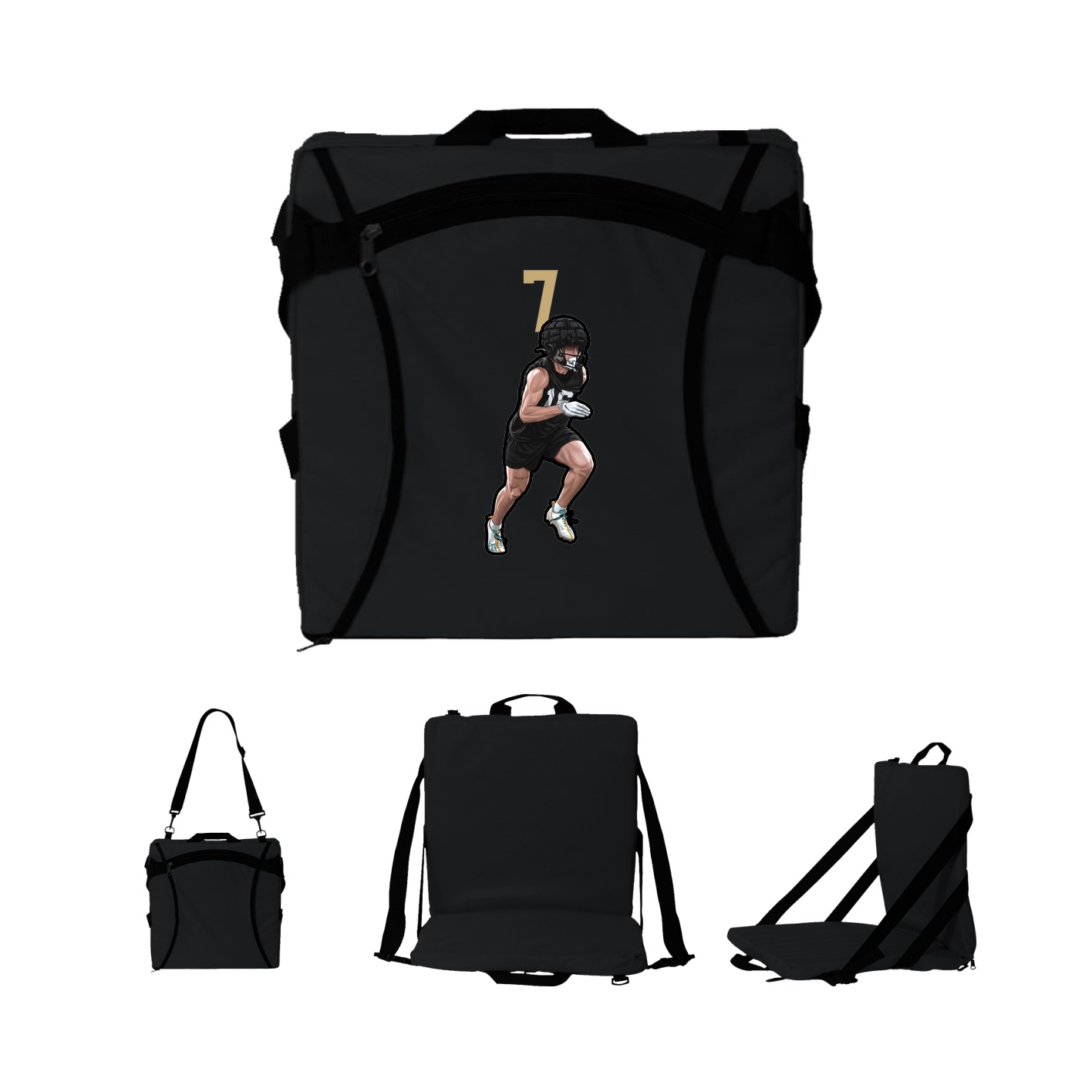 Folding Stadium Seat — Number Top in Black