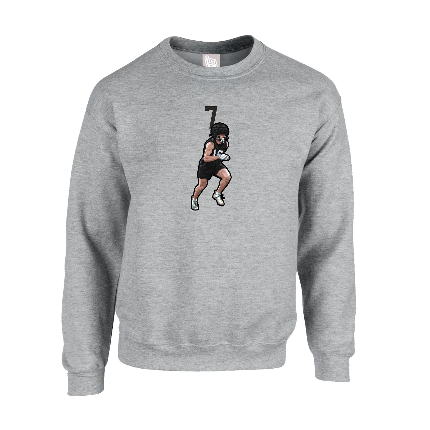 Fleece Crew — Number Top in Grey