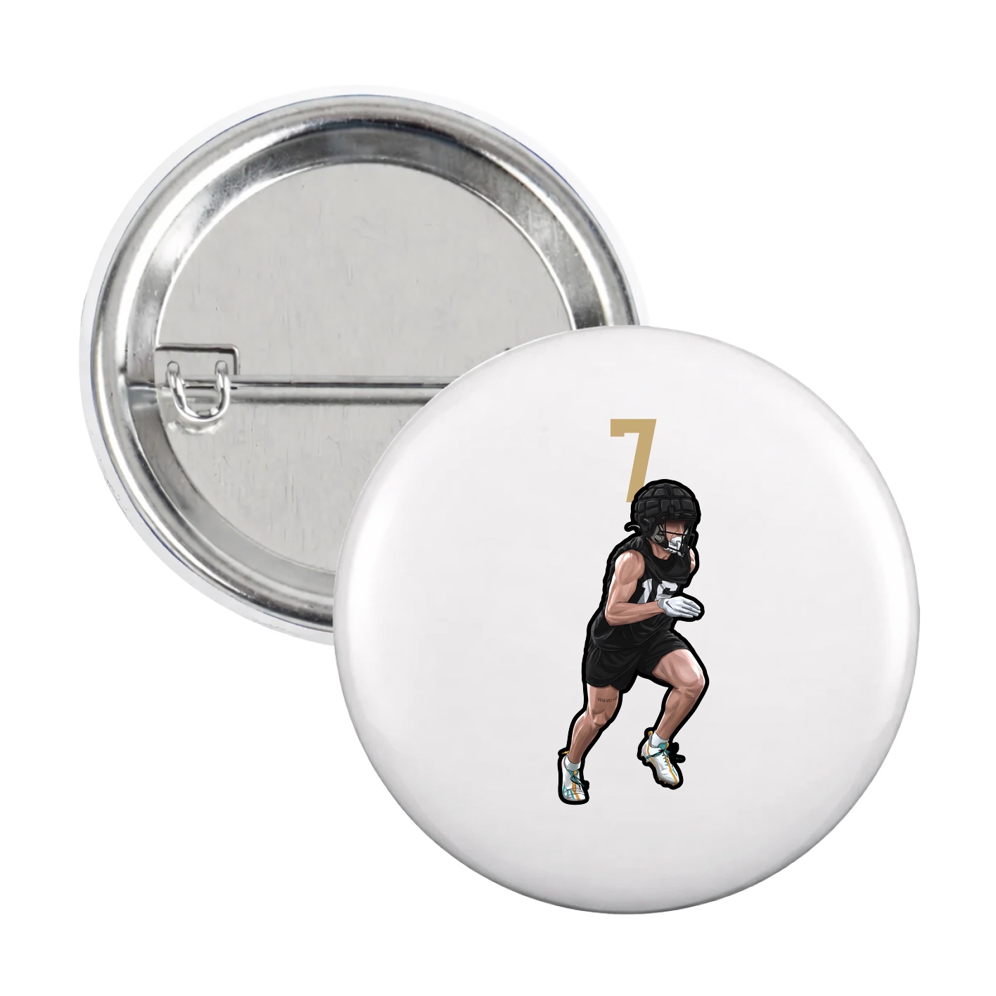 Game Day Button — Number Top in White