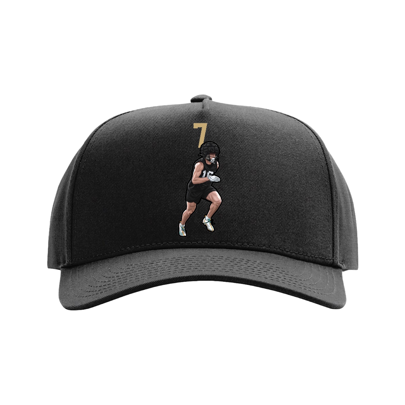 Full Fabric Five-Panel Champ Cap — Number Top in Black
