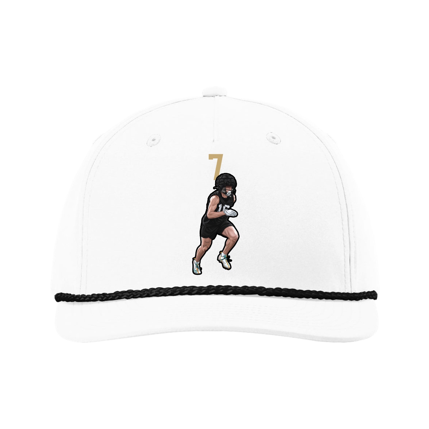 Five-Panel Classic Rope Cap — Number Top in White