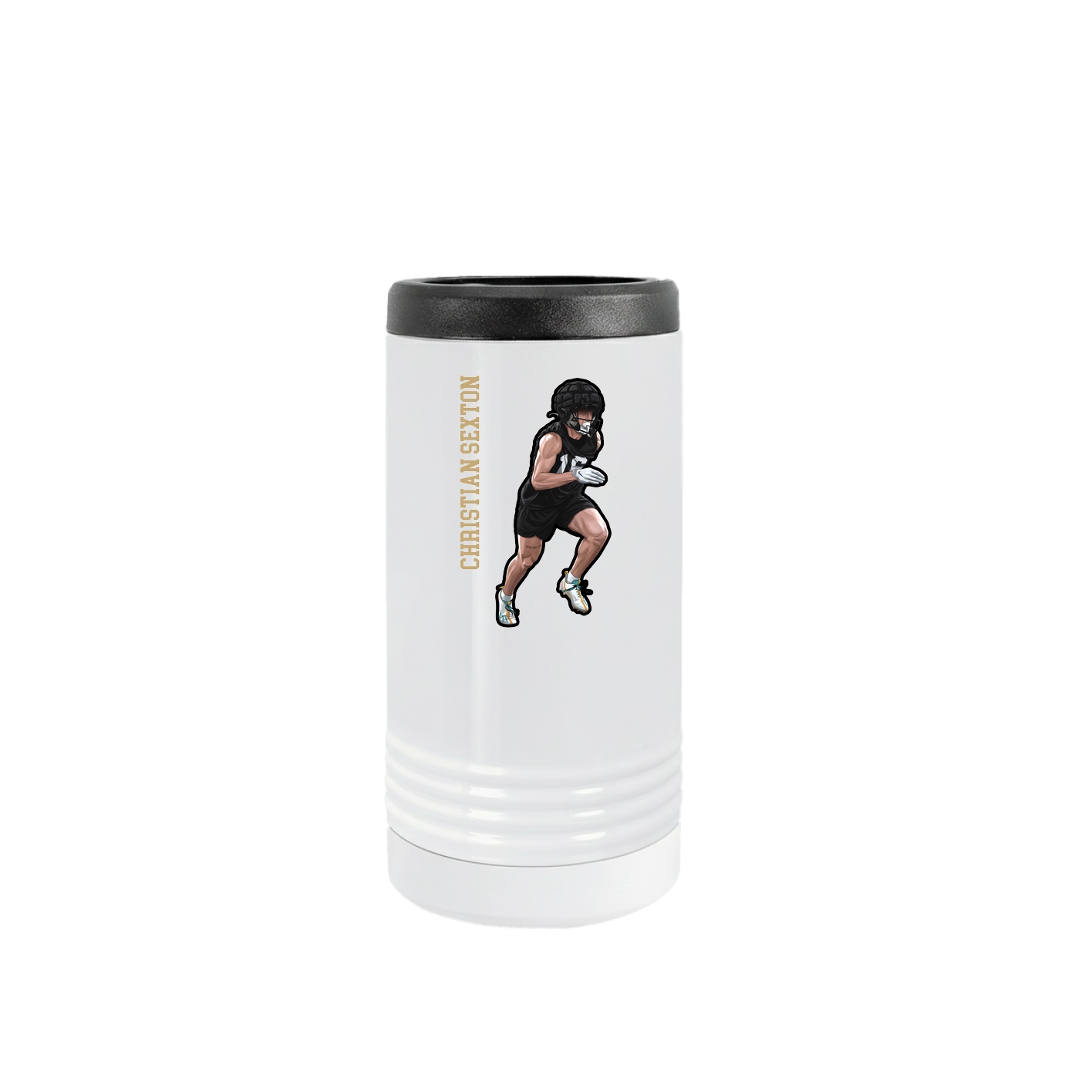 Slim Beverage Holder — Name Vertical in White
