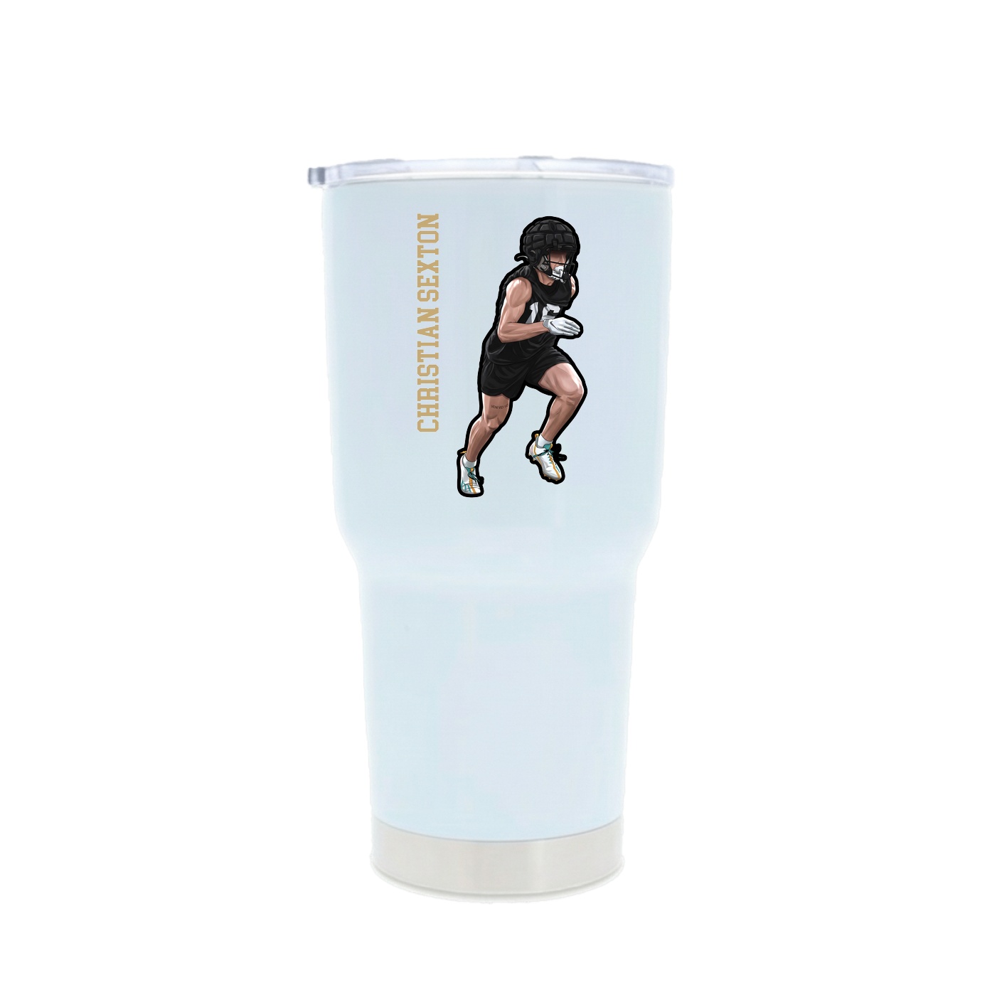 30oz Stainless Steel Tumbler — Name Vertical in White