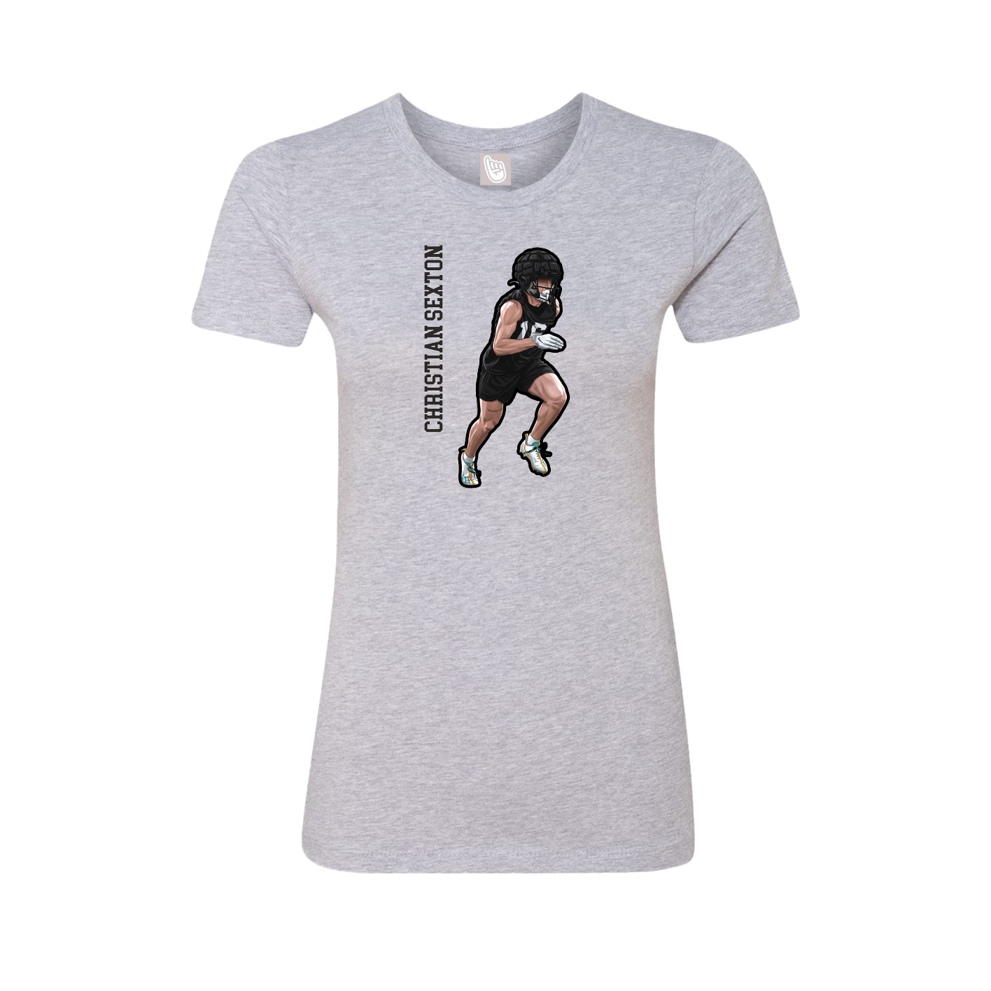 Fitted Women's Tee — Name Vertical in Grey