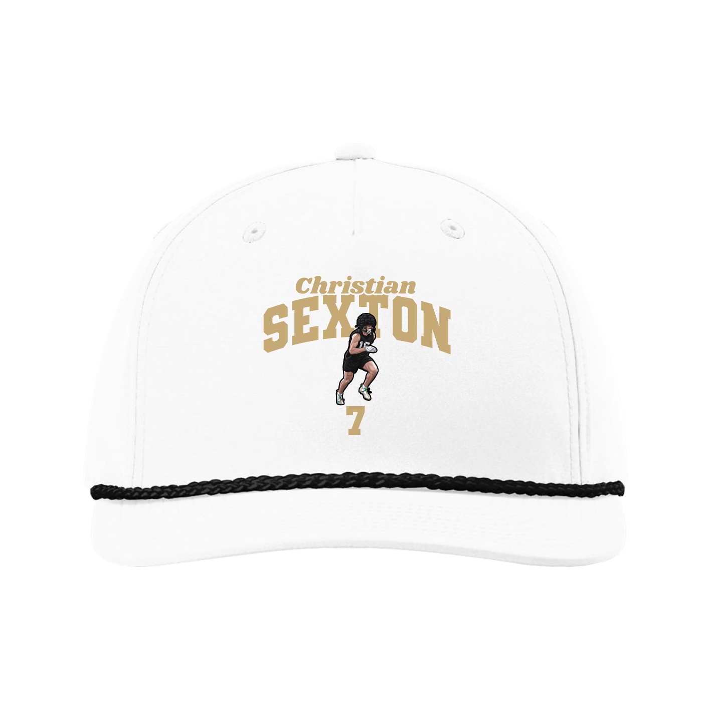 Five-Panel Classic Rope Cap — Signature Arch in White
