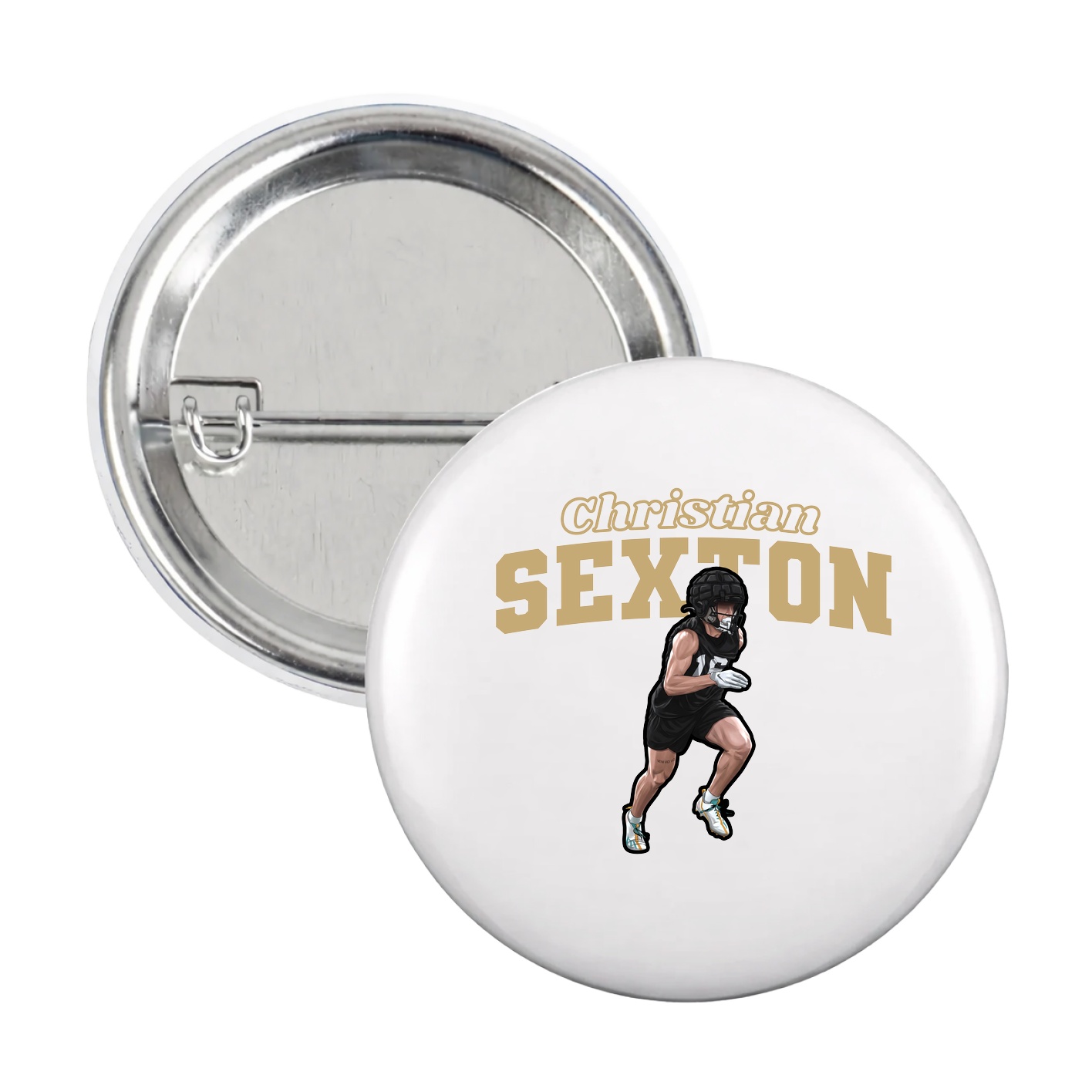 Game Day Button — Name Arch in White