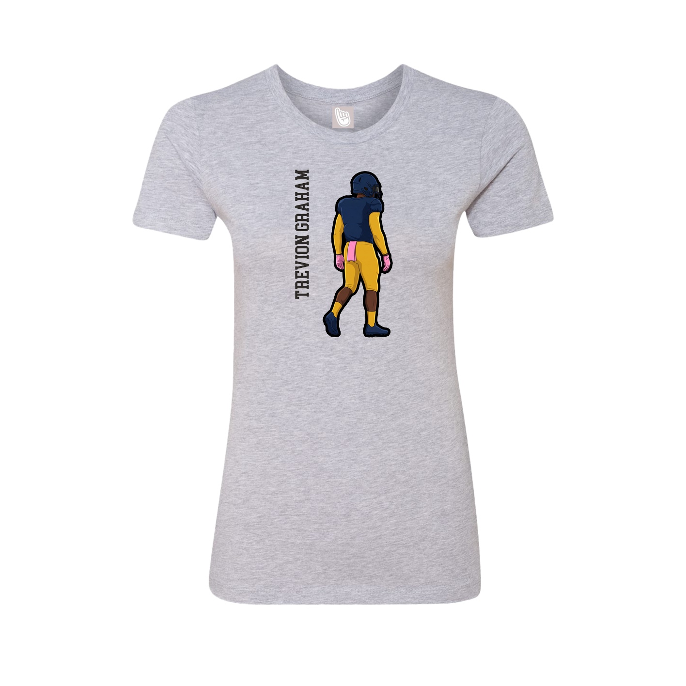 Fitted Women's Tee — Name Vertical in Grey