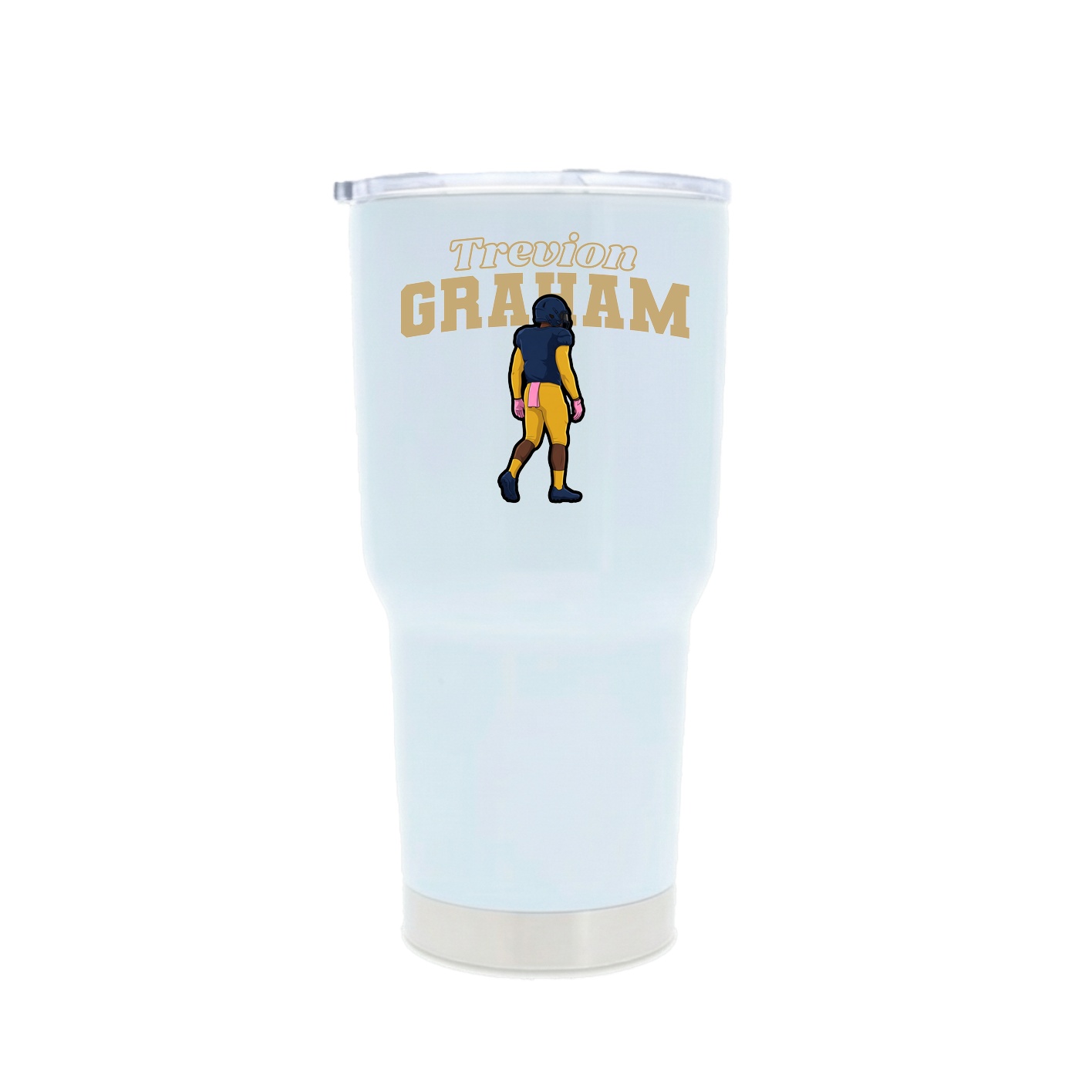30oz Stainless Steel Tumbler — Name Arch in White
