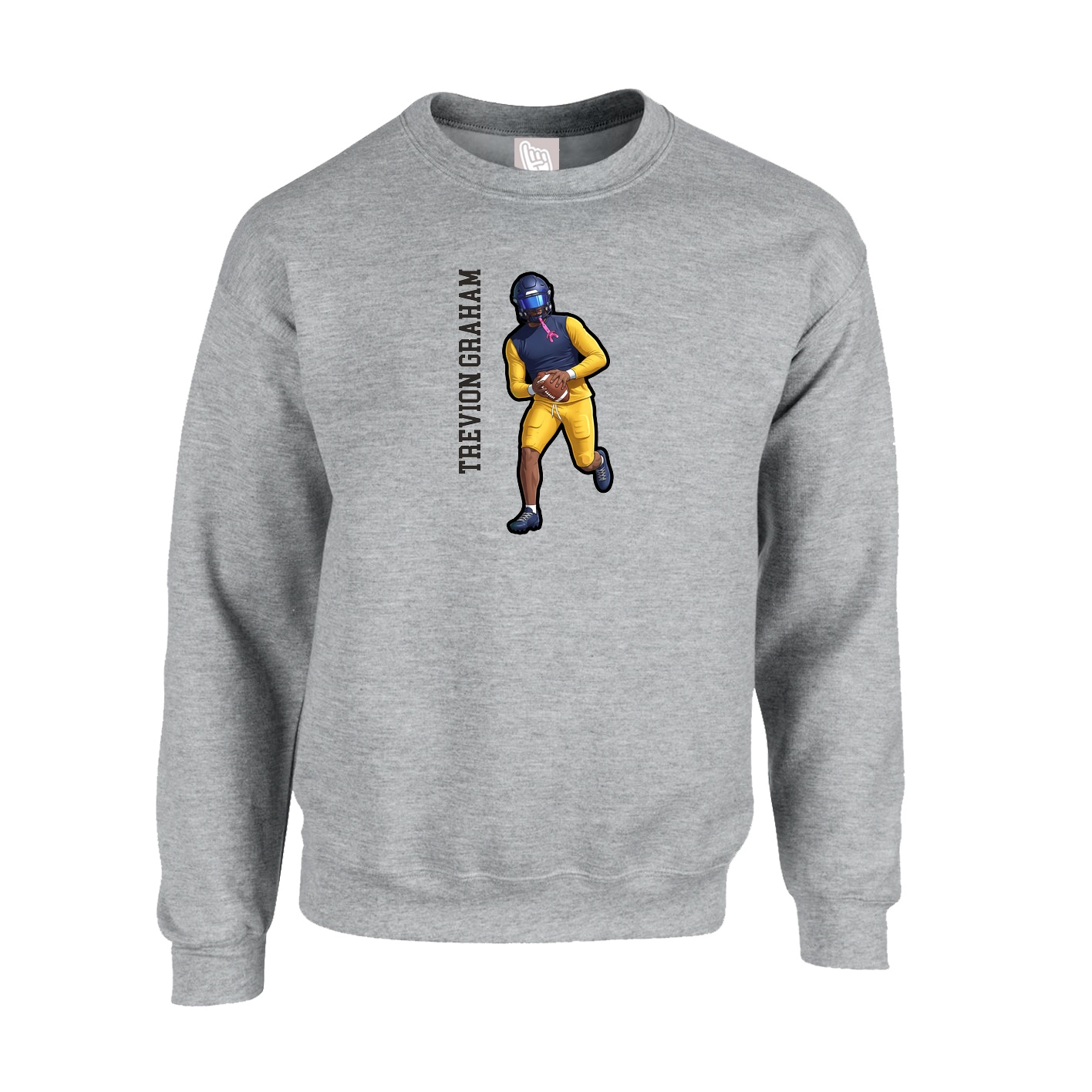 Fleece Crew — Name Vertical in Grey