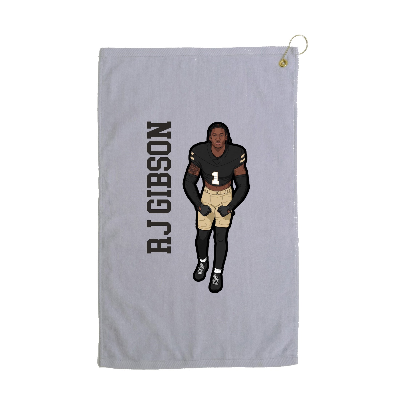 Golf Towel — Name Vertical in Grey