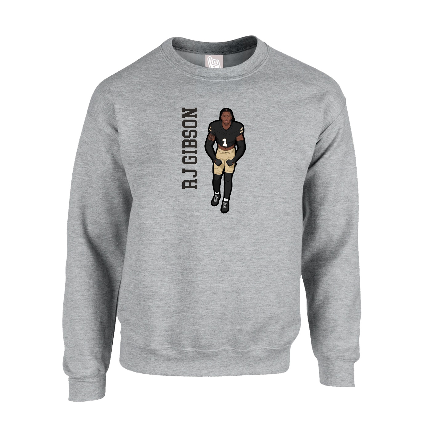 Fleece Crew — Name Vertical in Grey