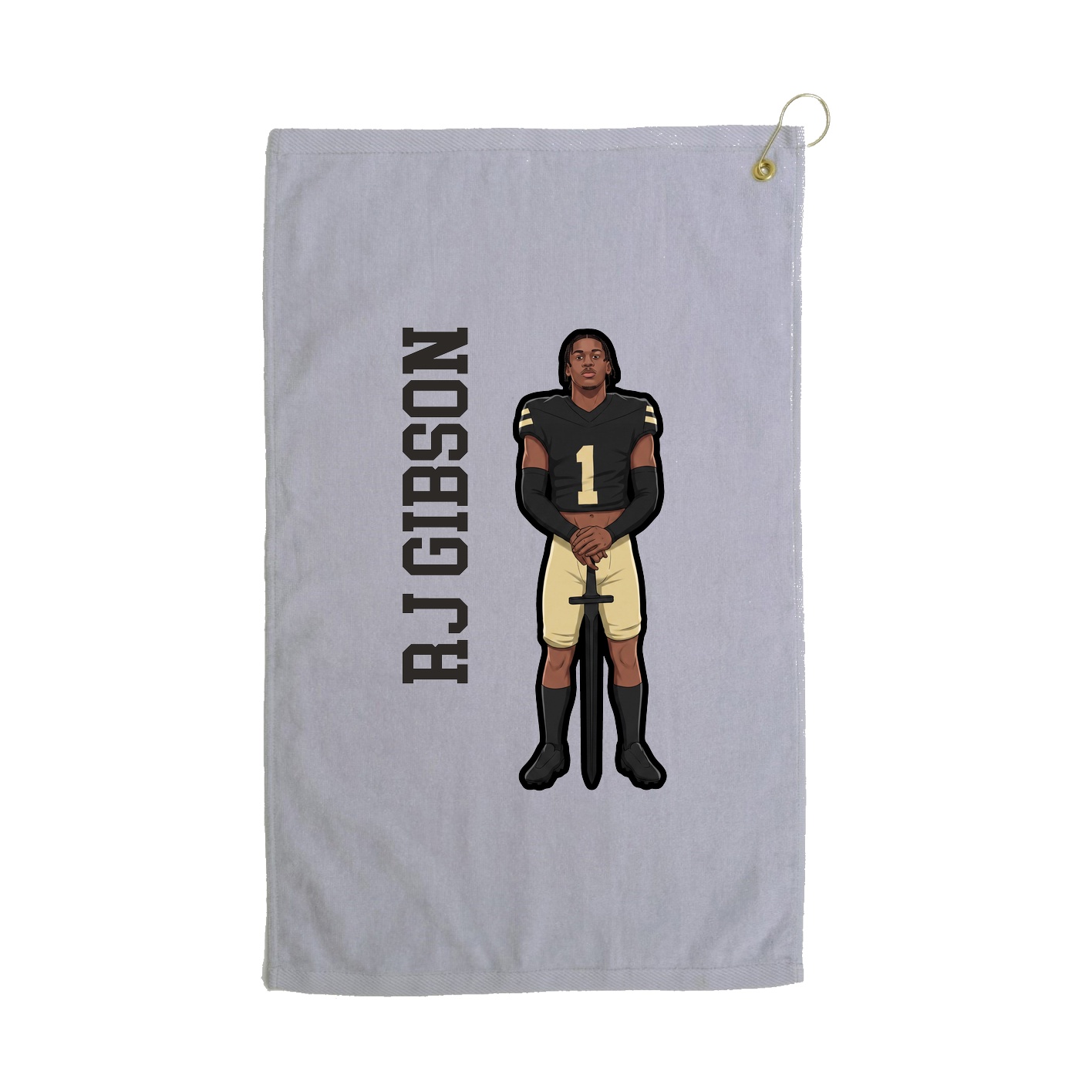 Golf Towel — Name Vertical in Grey