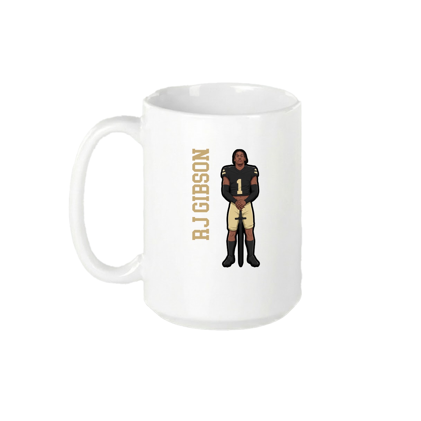 15oz Coffee Mug — Name Vertical in White