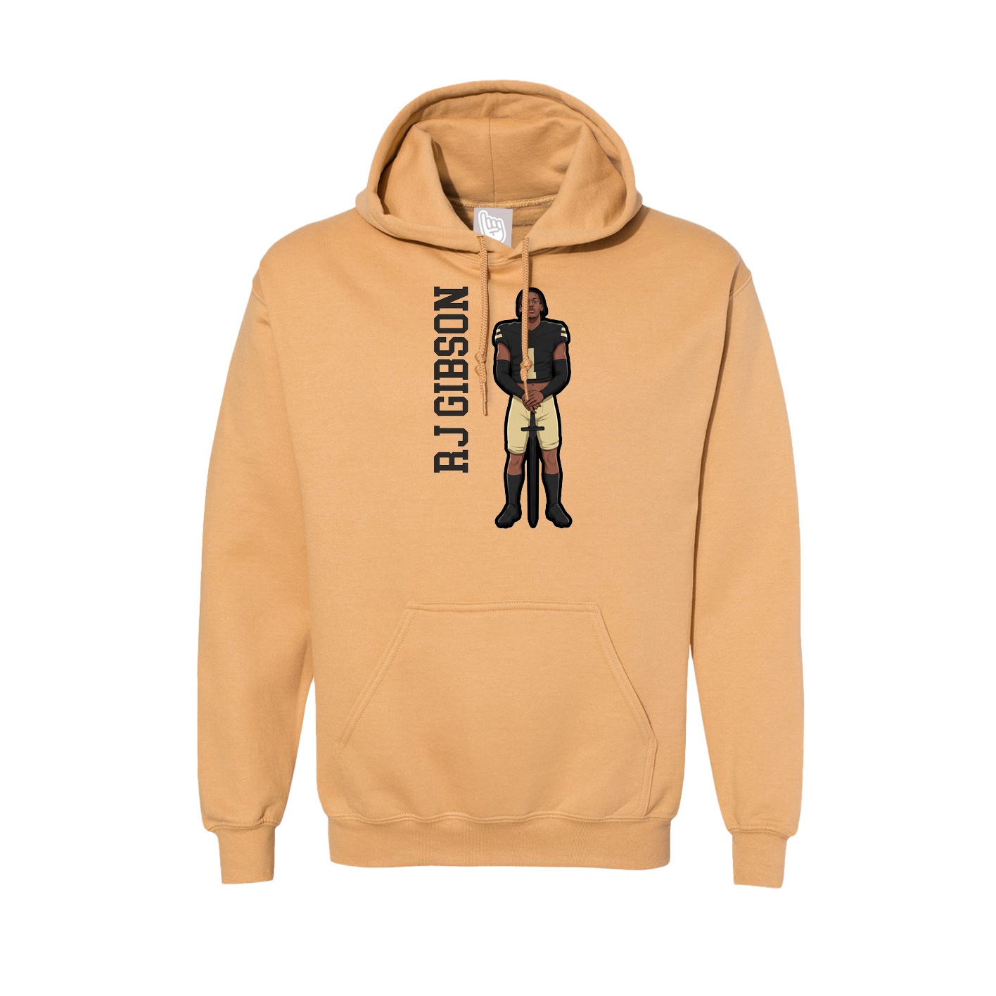 Hoodie — Name Vertical in Vegas Gold