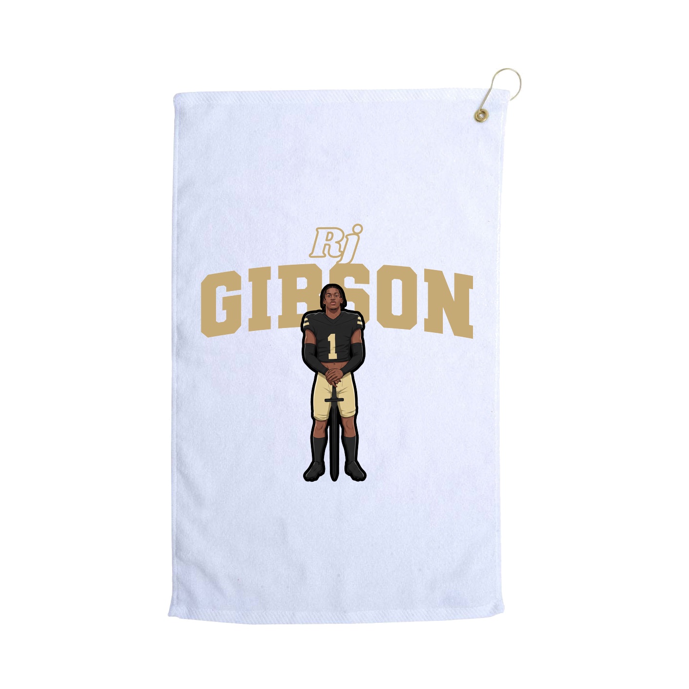 Golf Towel — Name Arch in White