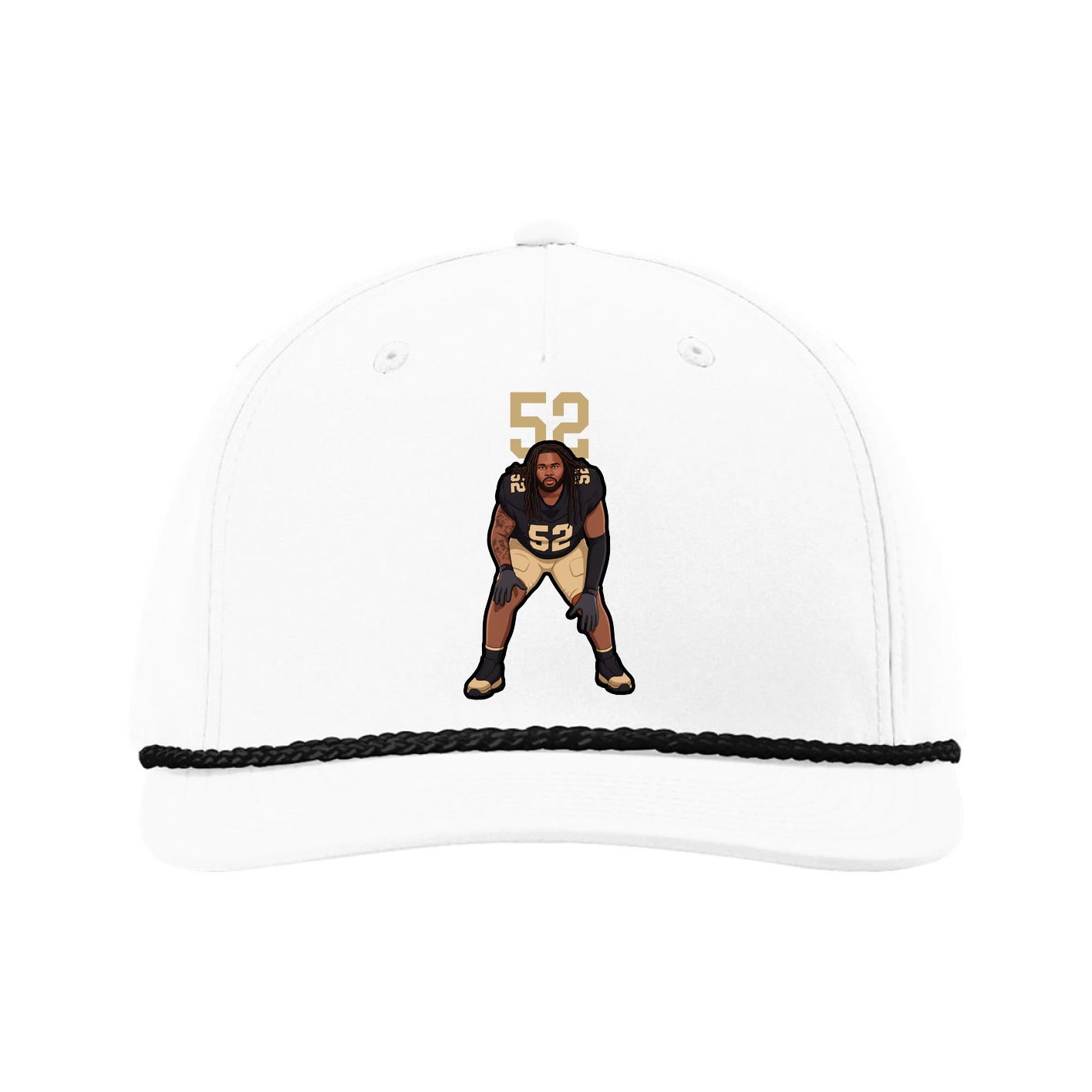 Five-Panel Classic Rope Cap — Number Top in White