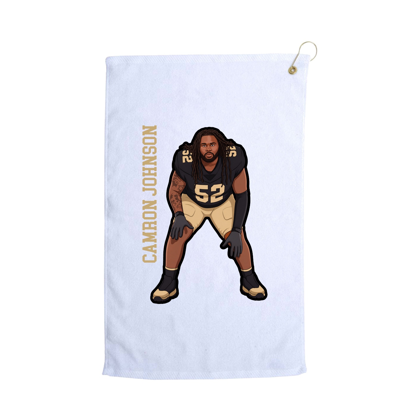 Golf Towel — Name Vertical in White