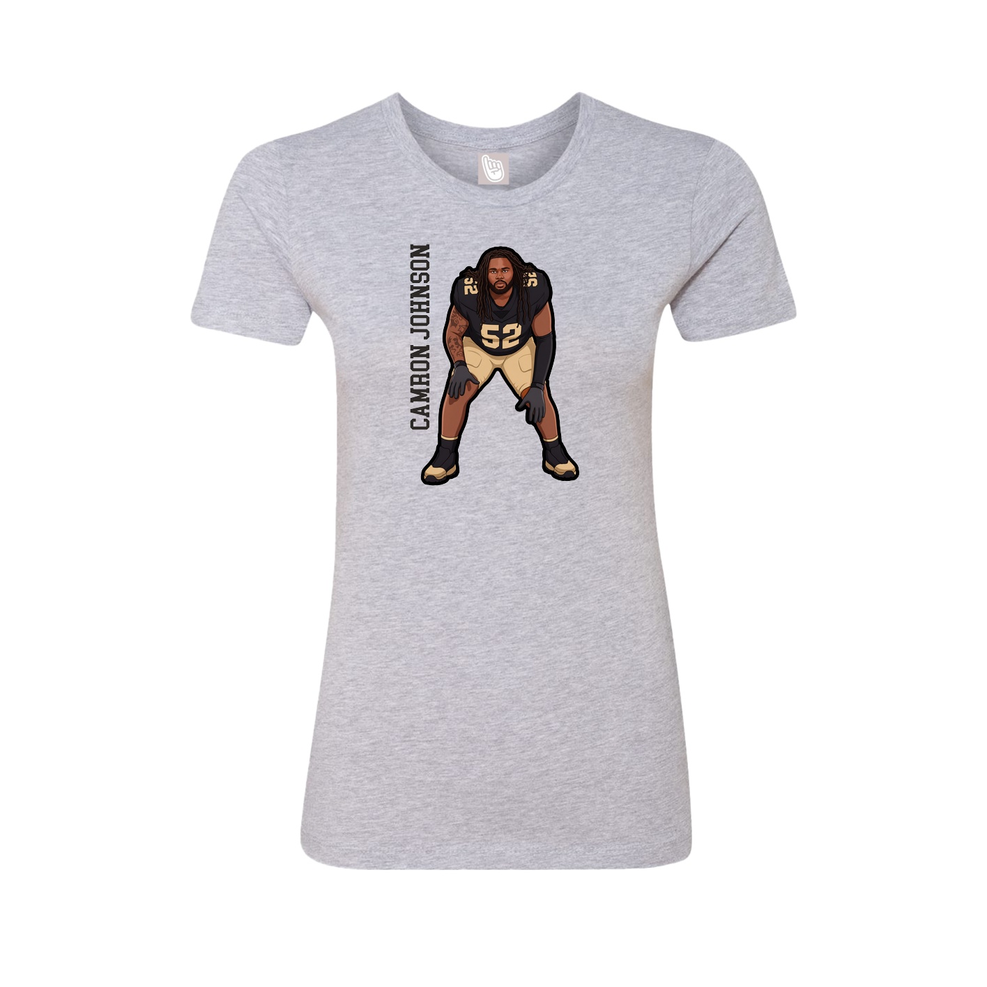 Fitted Women's Tee — Name Vertical in Grey