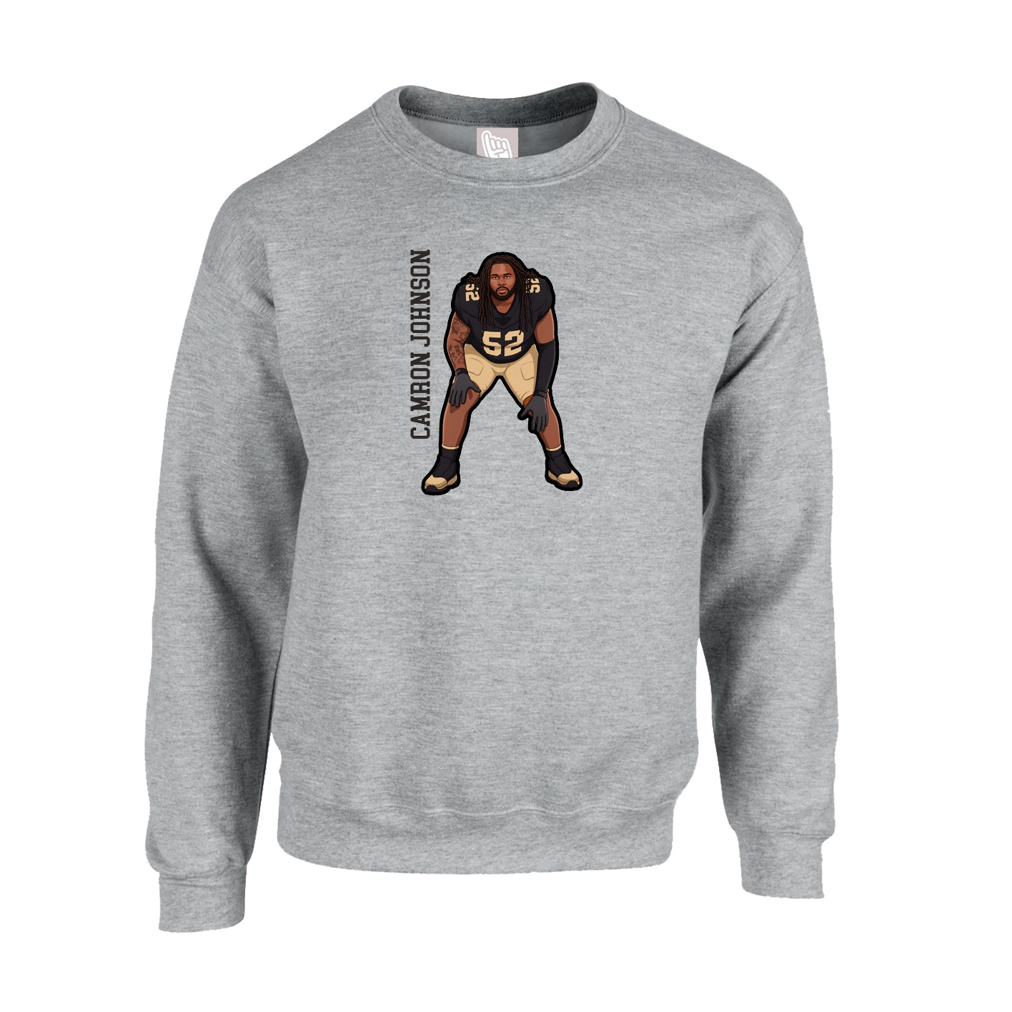 Fleece Crew — Name Vertical in Grey