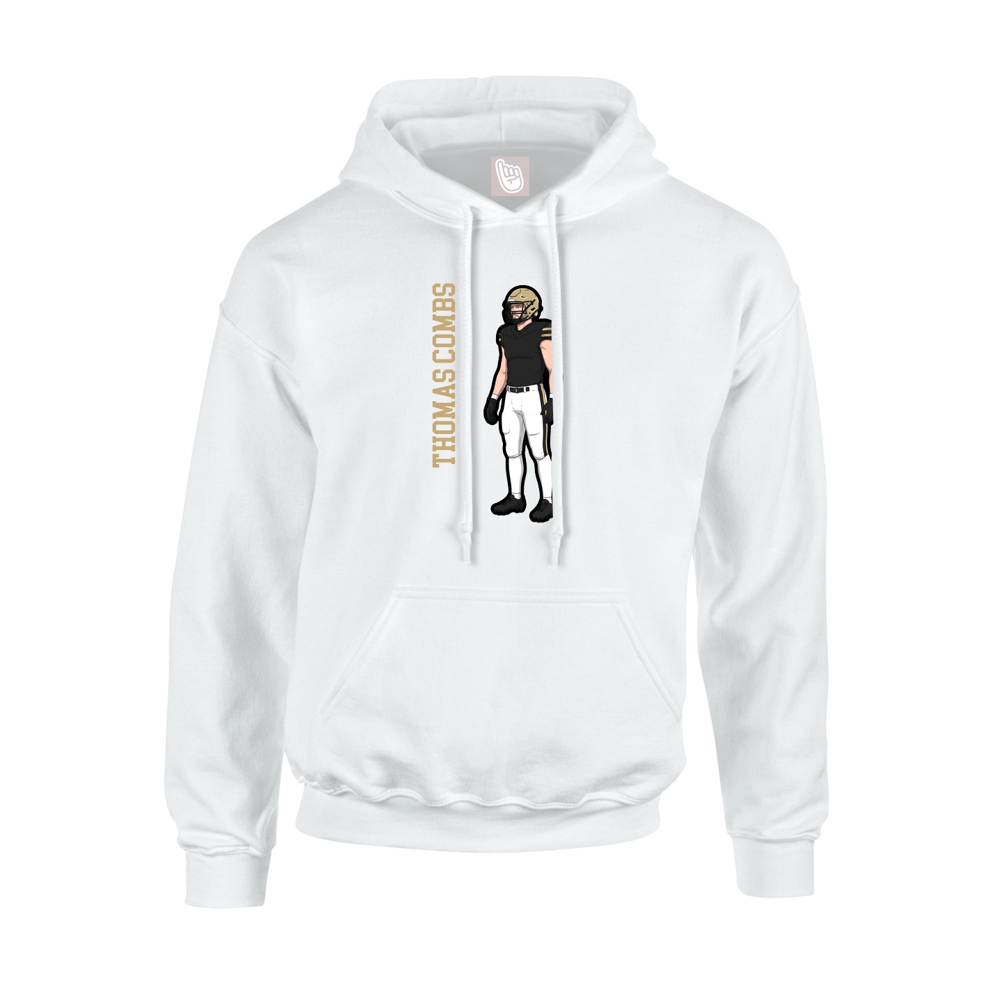 Youth Hoodie — Name Vertical in White